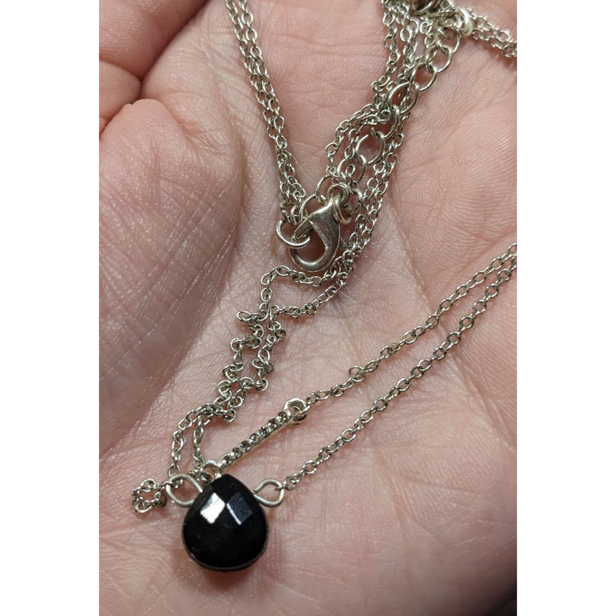 Other Layered Gothic Black Teardrop And Rhinestone Bar Silver Tone Size ONE SIZE - 3 Thumbnail