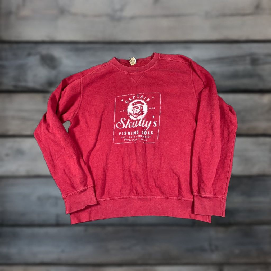 Fossil Fossil Sweatshirt Red 2XL Adult Crewneck Captain Skully Fishing Dock Print Retro Nautical Hipster Pullover Size US XXL / EU 58 / 5 - 1 Thumbnail