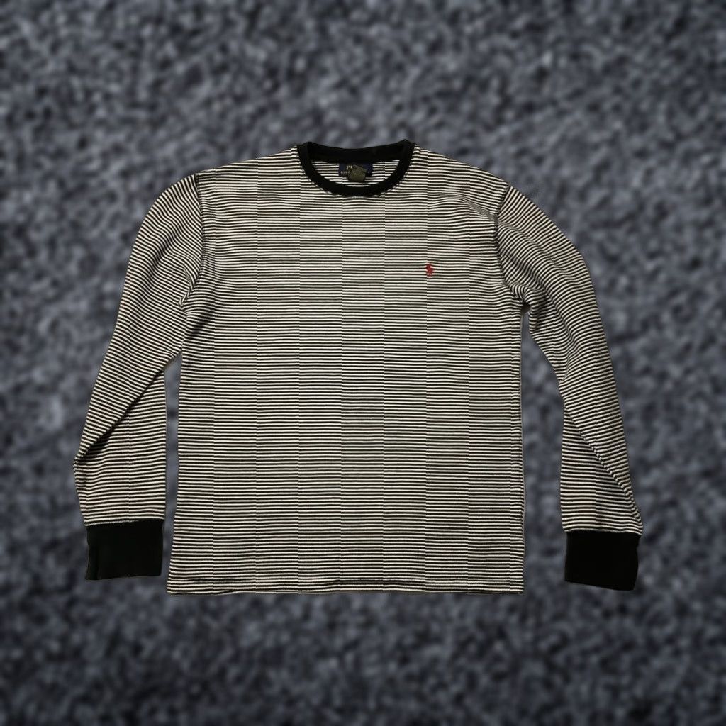 Polo Ralph Lauren Polo Ralph Lauren Shirt Mens Large Black Striped Long Sleeve Cotton Crewneck Size US L / EU 52-54 / 3 - 1 Thumbnail