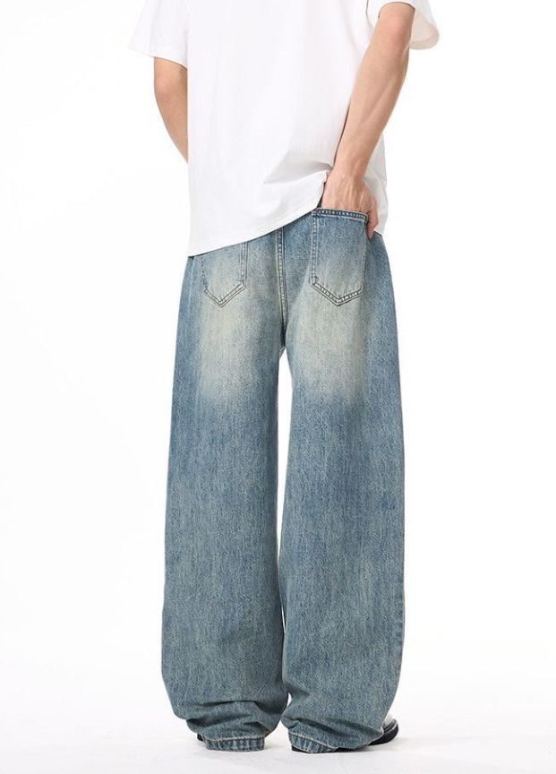 Japanese Brand American retro cat whiskering baggy unisex wide-leg jeans Size US 32 / EU 48 - 4 Thumbnail