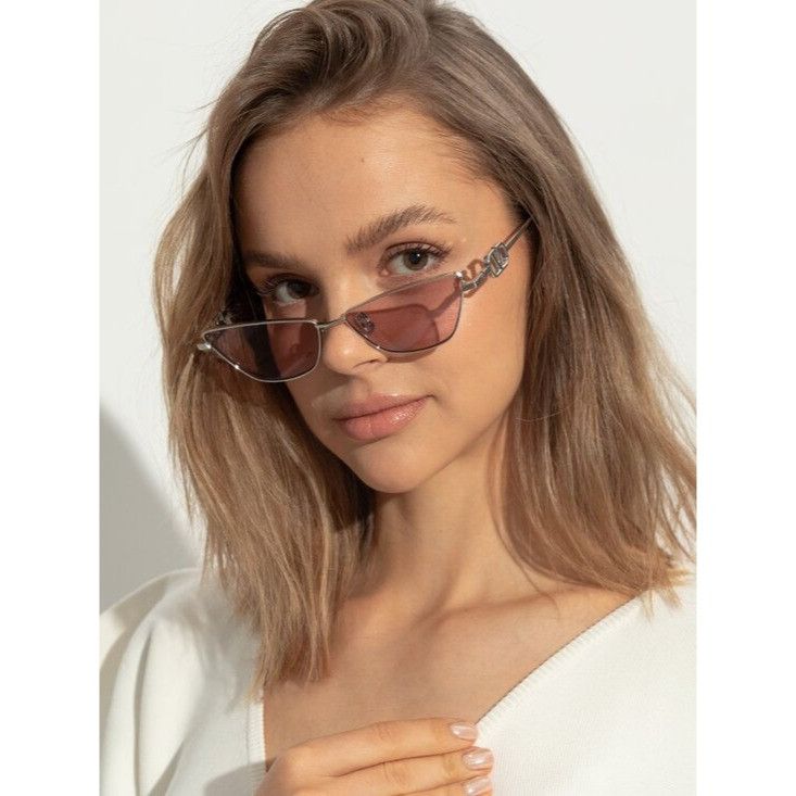 Valentino NEW VALENTINO SUNGLASSES VLS-135C SILVER/PINK WOMEN CAT EYE Size ONE SIZE - 1 Thumbnail