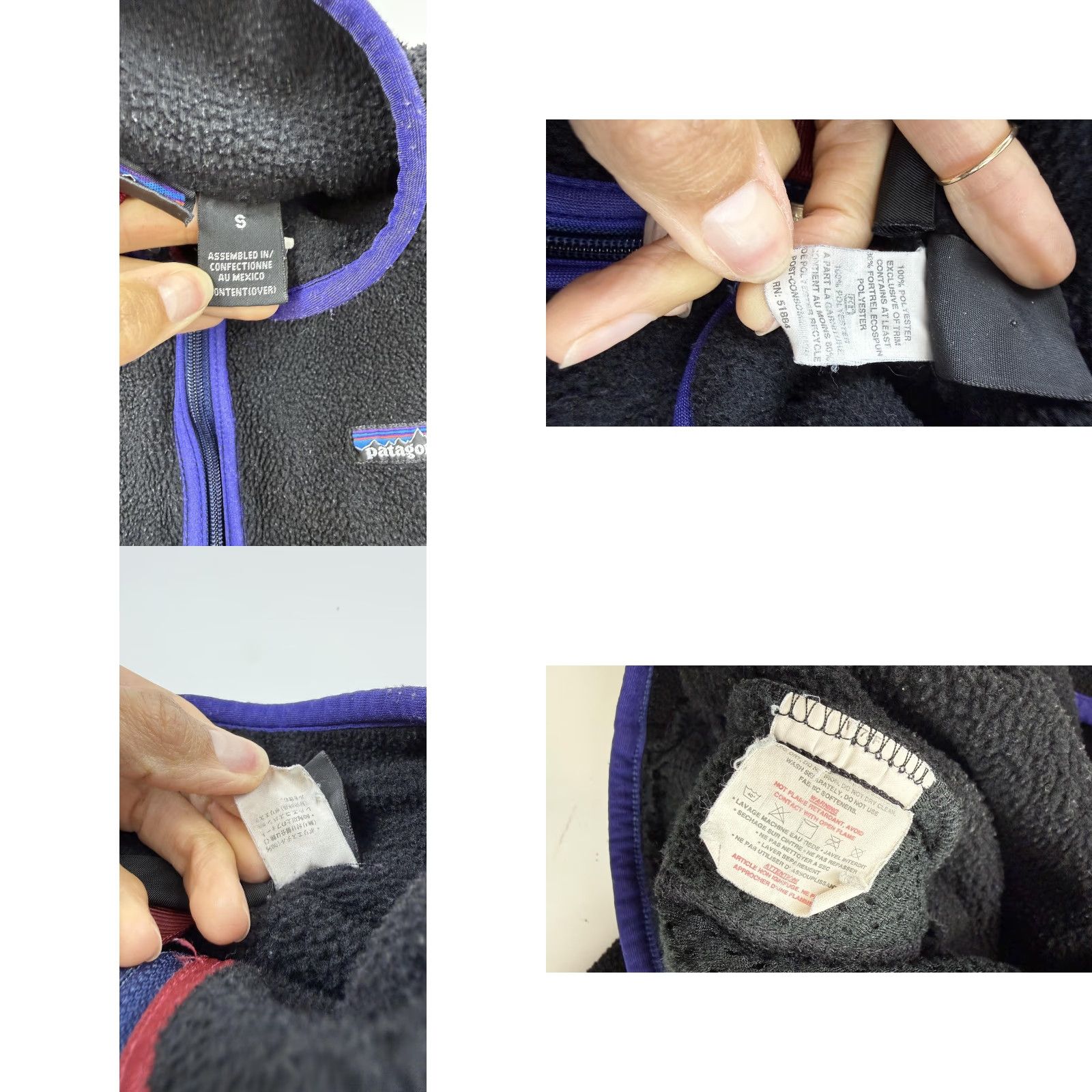 Patagonia Patagonia Synchilla Fleece Pullover Womens Small Black 1/4 Zip Purple Trim 1998 Size S / US 4 / IT 40 - 8 Thumbnail