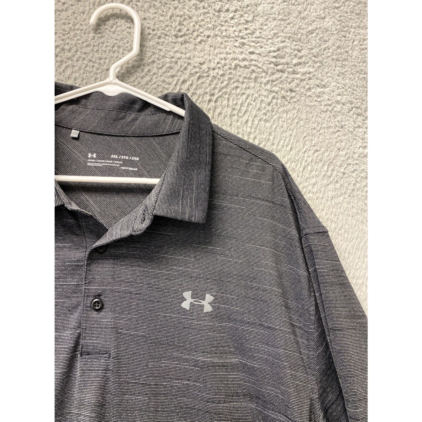 Under Armour Under Armour HeatGear Golf Polo Shirt Men 2XL Dark Gray Striped Short Sleeve Performance Size US XXL / EU 58 / 5 - 2 Thumbnail