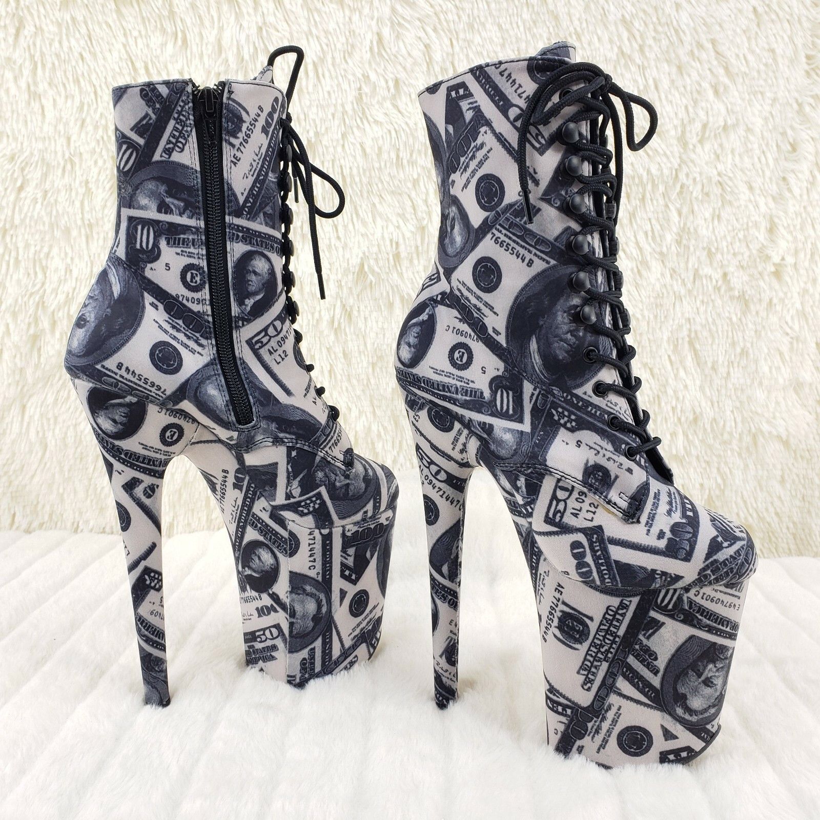 Other Flamingo 1020DP Money Print Platform 8" High Heel Lace Up An Size US 7 / IT 37 - 9 Thumbnail