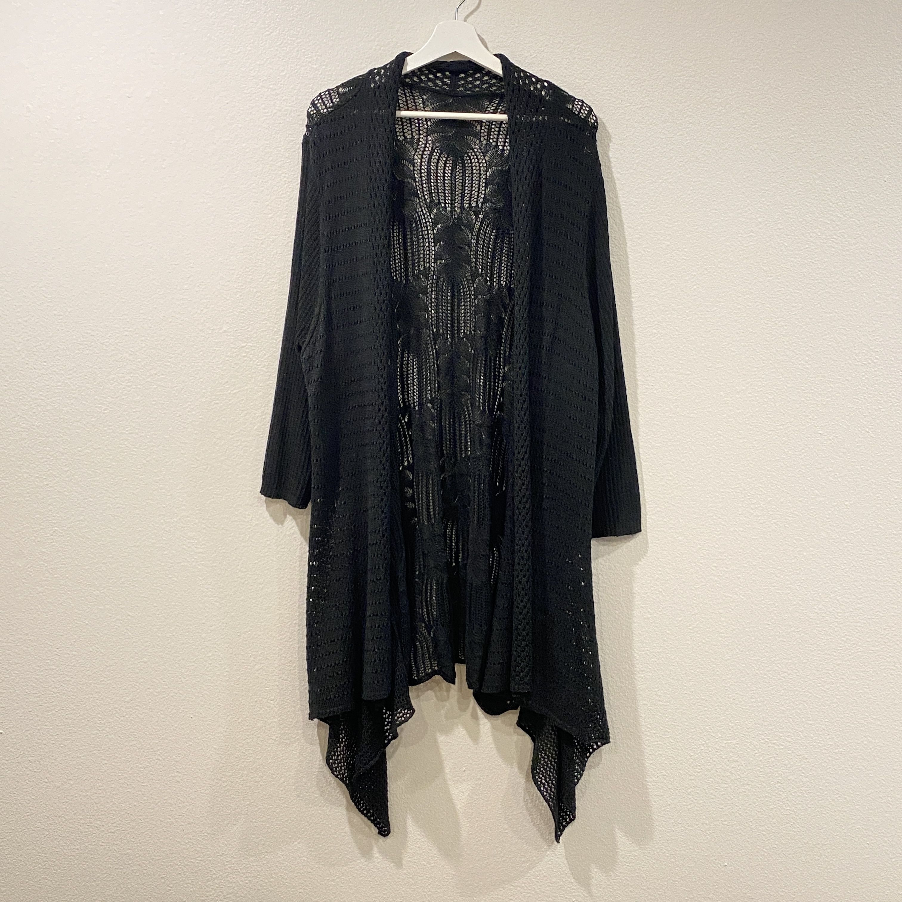 Other Daytrip Black Asymmetrical Open Knit Cardigan – One Size Size ONE SIZE - 1 Thumbnail