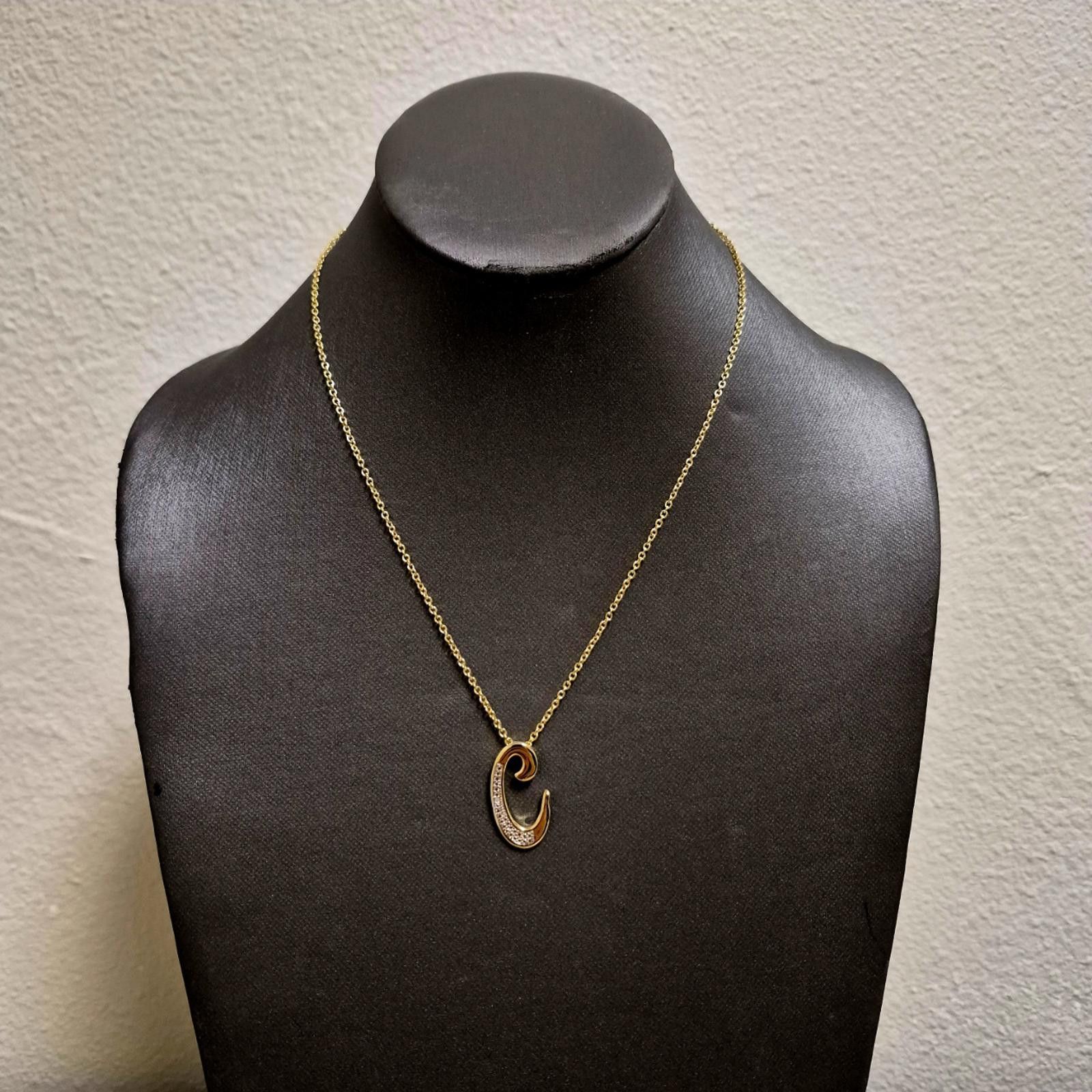 Macys Diamond Accent Initial Pendant Necklace in Gold Plate - C Size ONE SIZE - 2 Thumbnail
