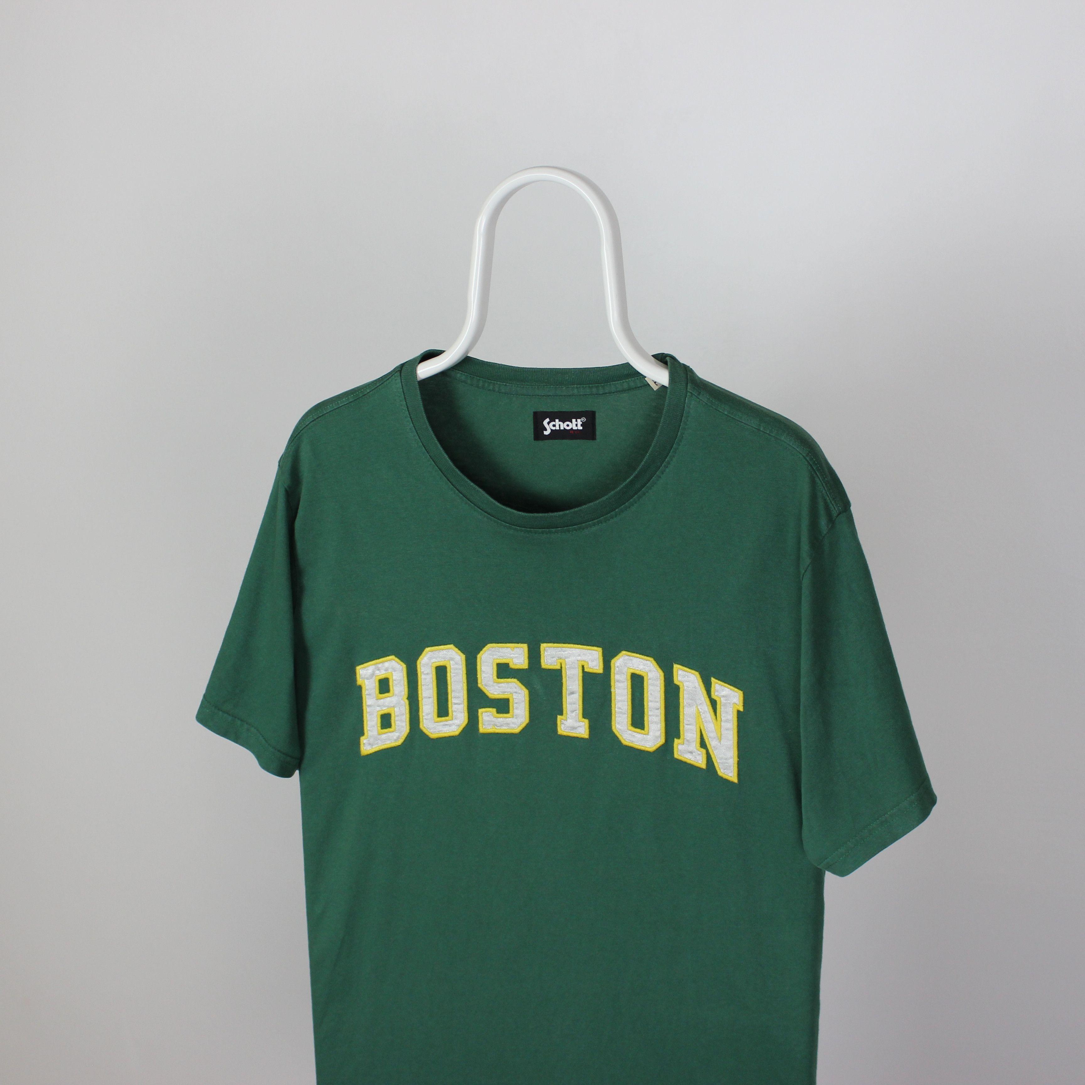 Schott Schott t shirt tee centr logo L XL green cotton Boston Size US XL / EU 56 / 4 - 3 Thumbnail