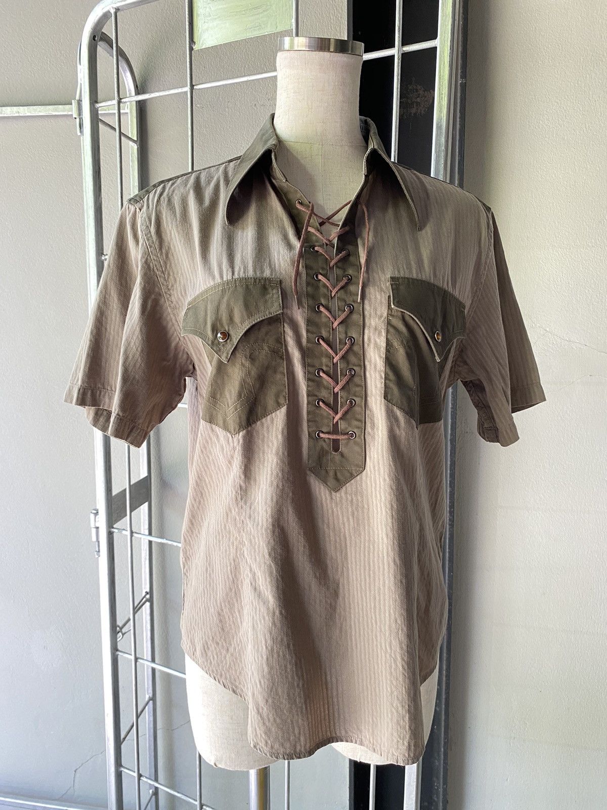 Tornado Mart TORNADO MART Two-Tone Lace-Up Western Polo Shirt Size M / US 6-8 / IT 42-44 - 10 Thumbnail