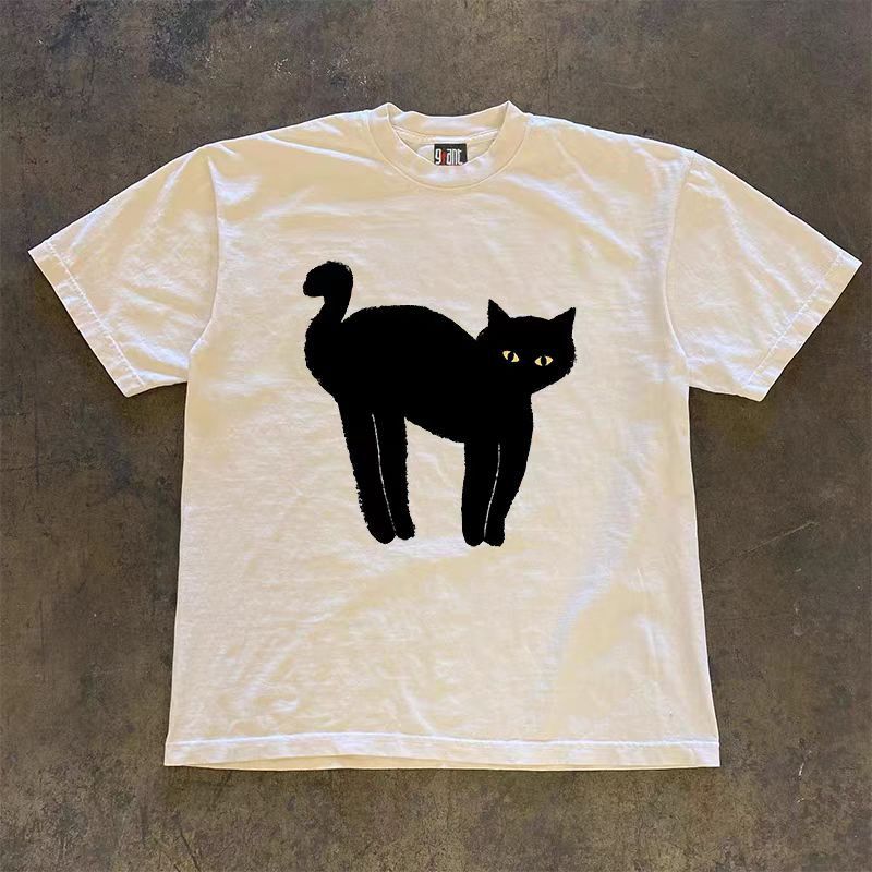 Other White washed loose cute cat print t-shirt Size US M / EU 48-50 / 2 - 1 Thumbnail