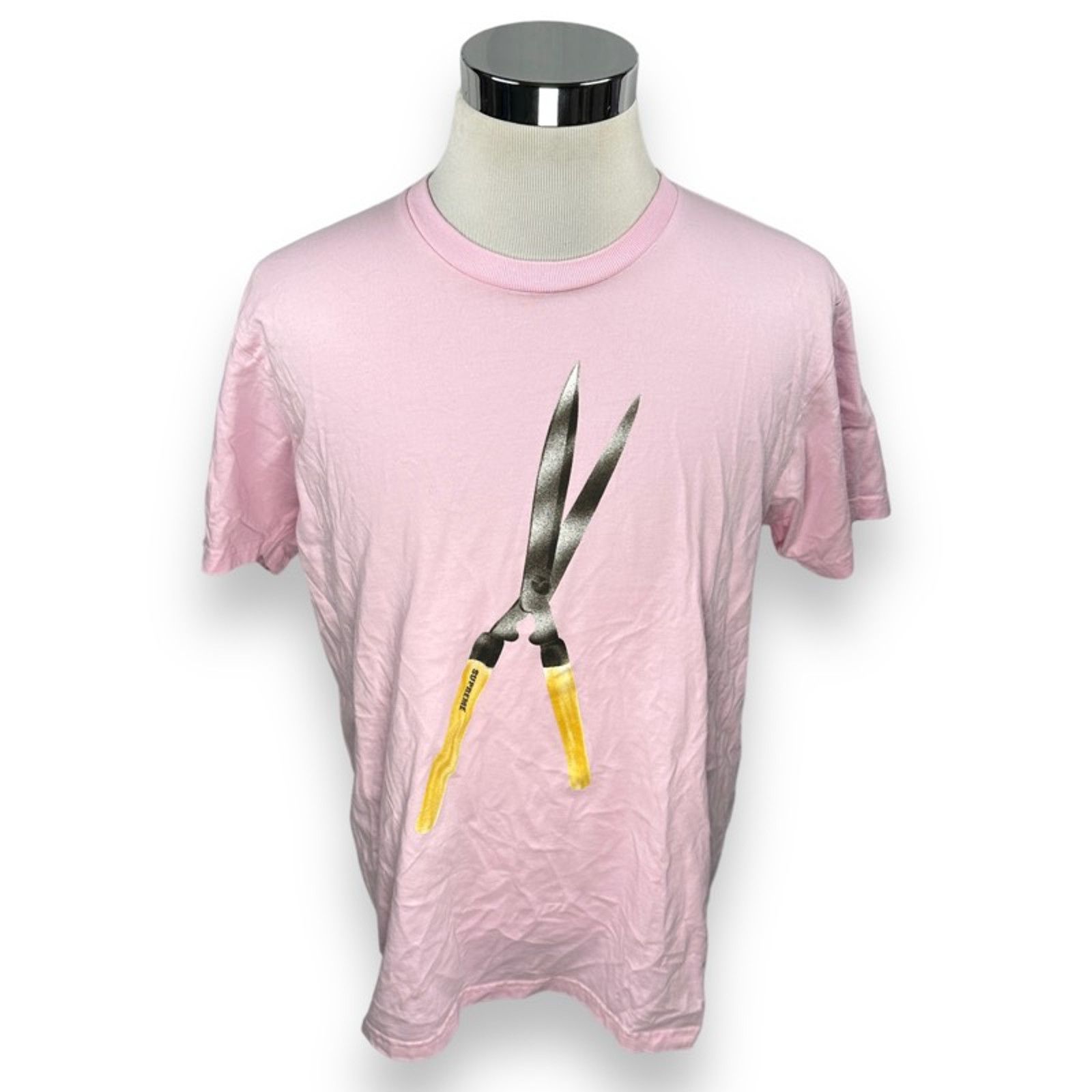 Supreme Supreme Shears Graphic T-Shirt L Pink Solid Crew Neck USA