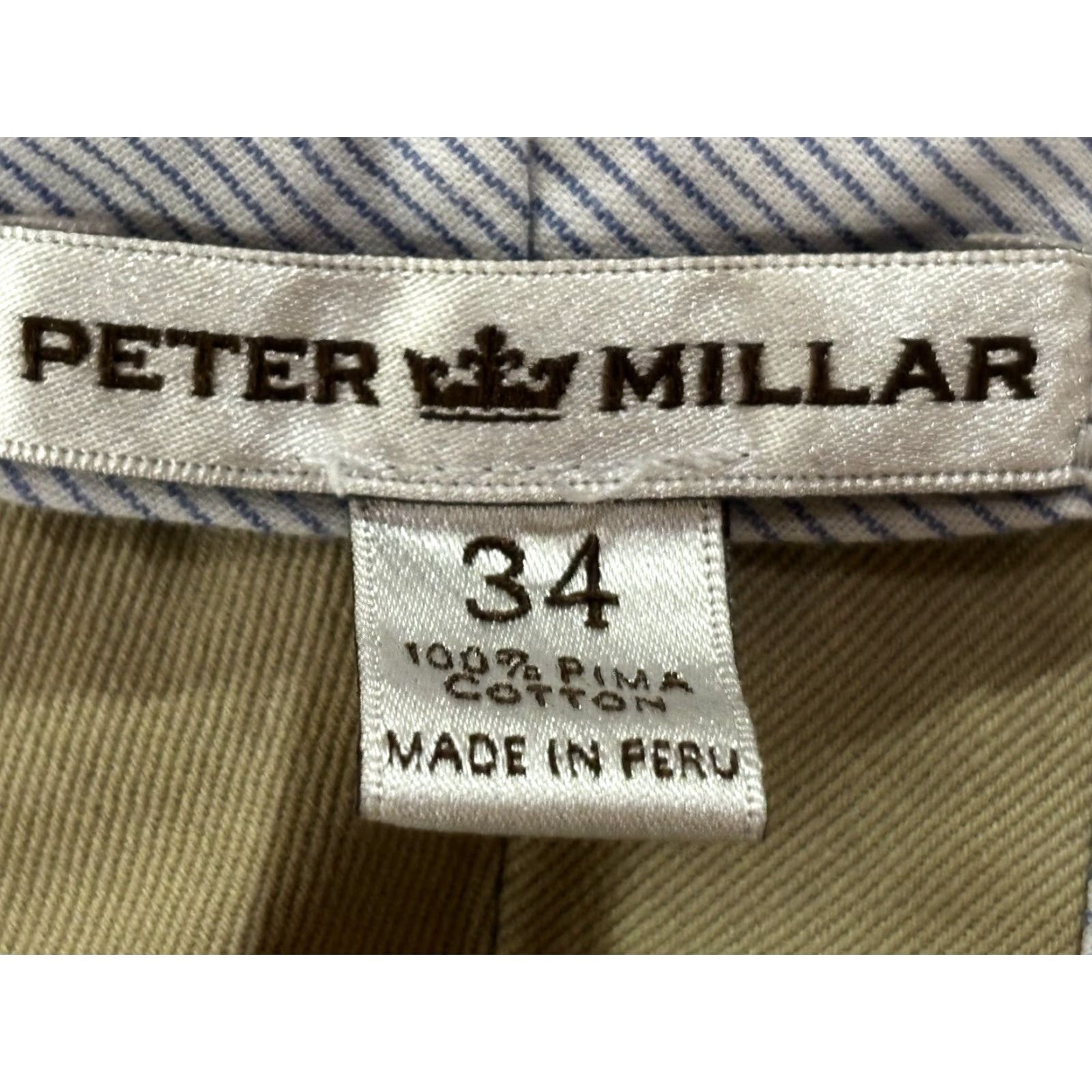 Peter Millar VINTAGE? No — Peter Millar Chino Pants Men 34x29 Flat Front Golf Preppy Tan Cotton GUC Size US 34 / EU 50 - 5 Thumbnail