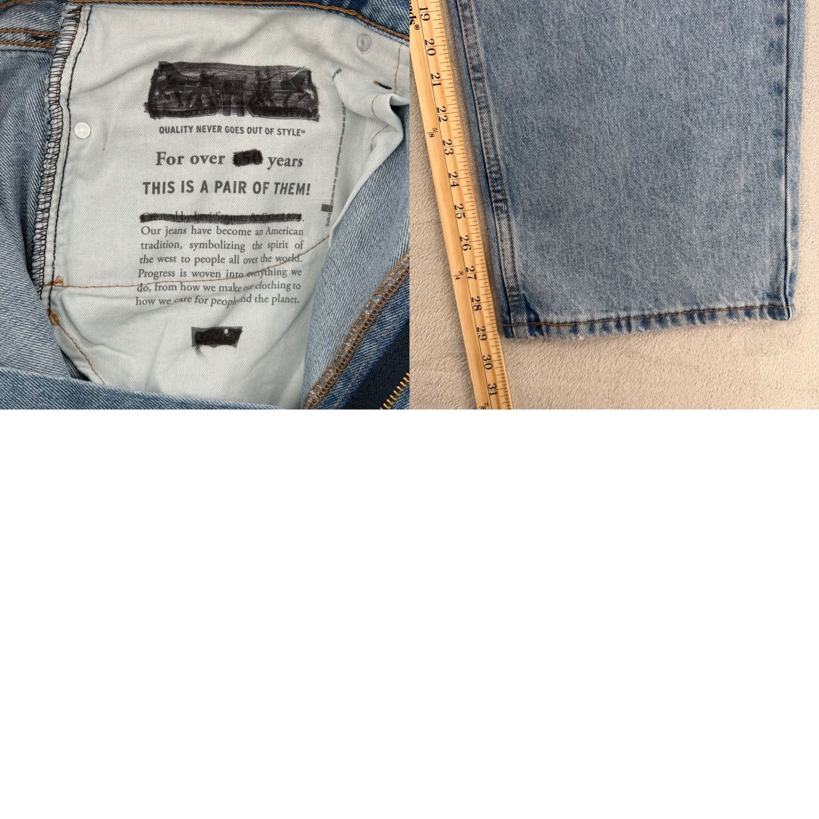 Denime Levi's 513 Jeans Mens 42x30 Light Wash Straight Fit Denim Pants Size US 42 / EU 58 - 9 Thumbnail