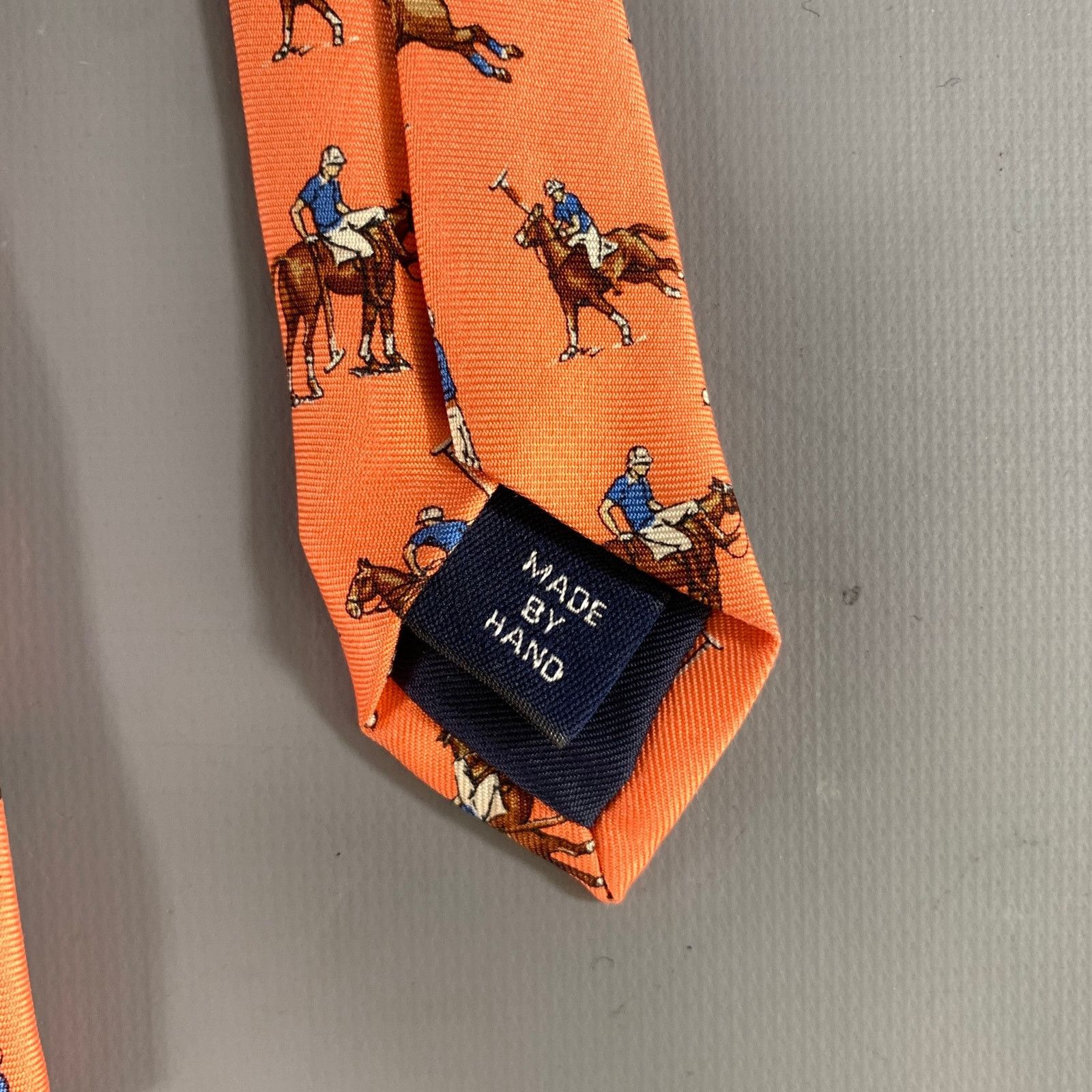 Ralph Lauren Ralph Lauren DOCUMENT Orange base with Horses Silk Tie Size ONE SIZE - 3 Thumbnail