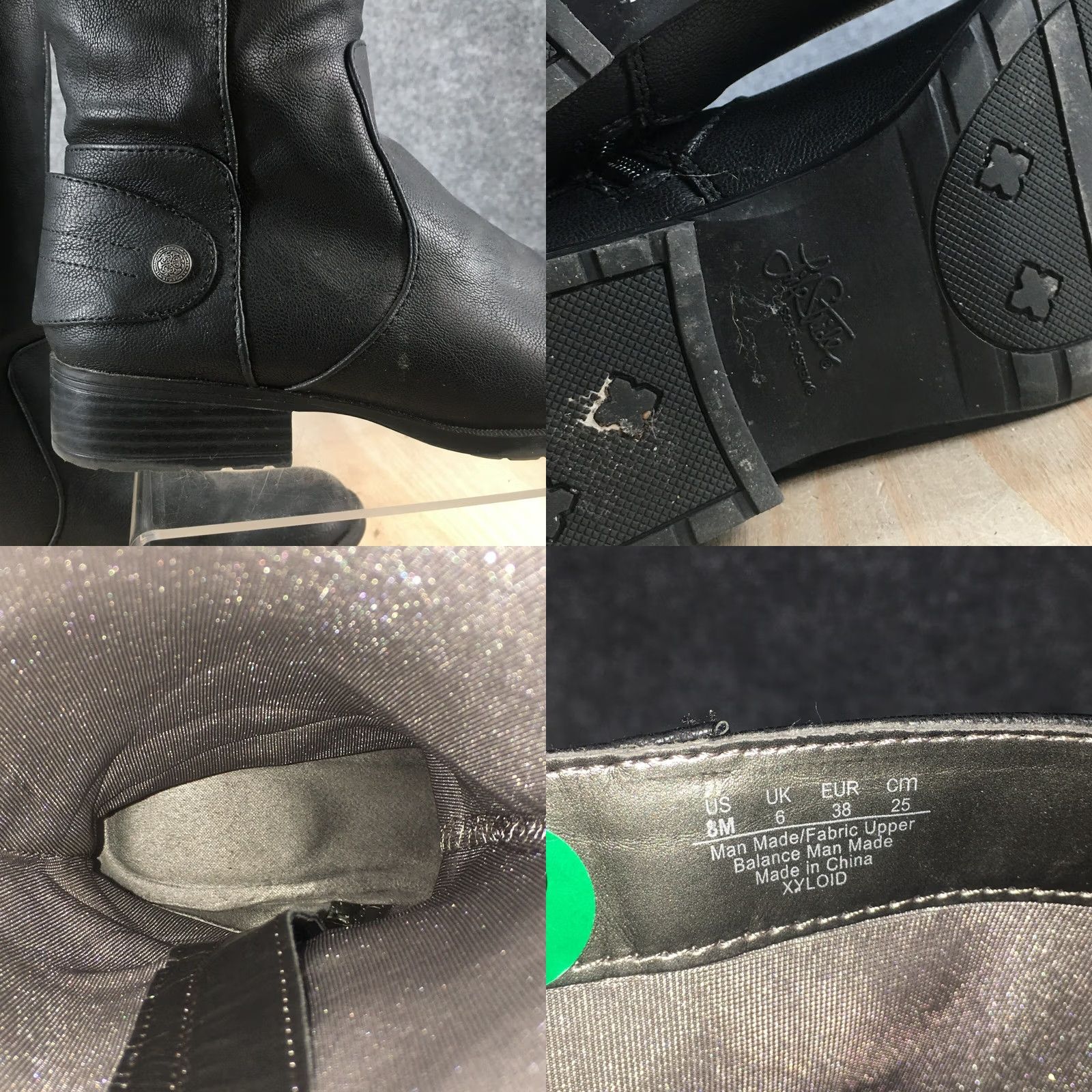 Vintage LifeStride Boots Womens 8 M Xyloid Tall Riding Black Faux Leather Side Zip Cuban - Luxury Fashion Size US 8 / IT 38 - 10 Thumbnail
