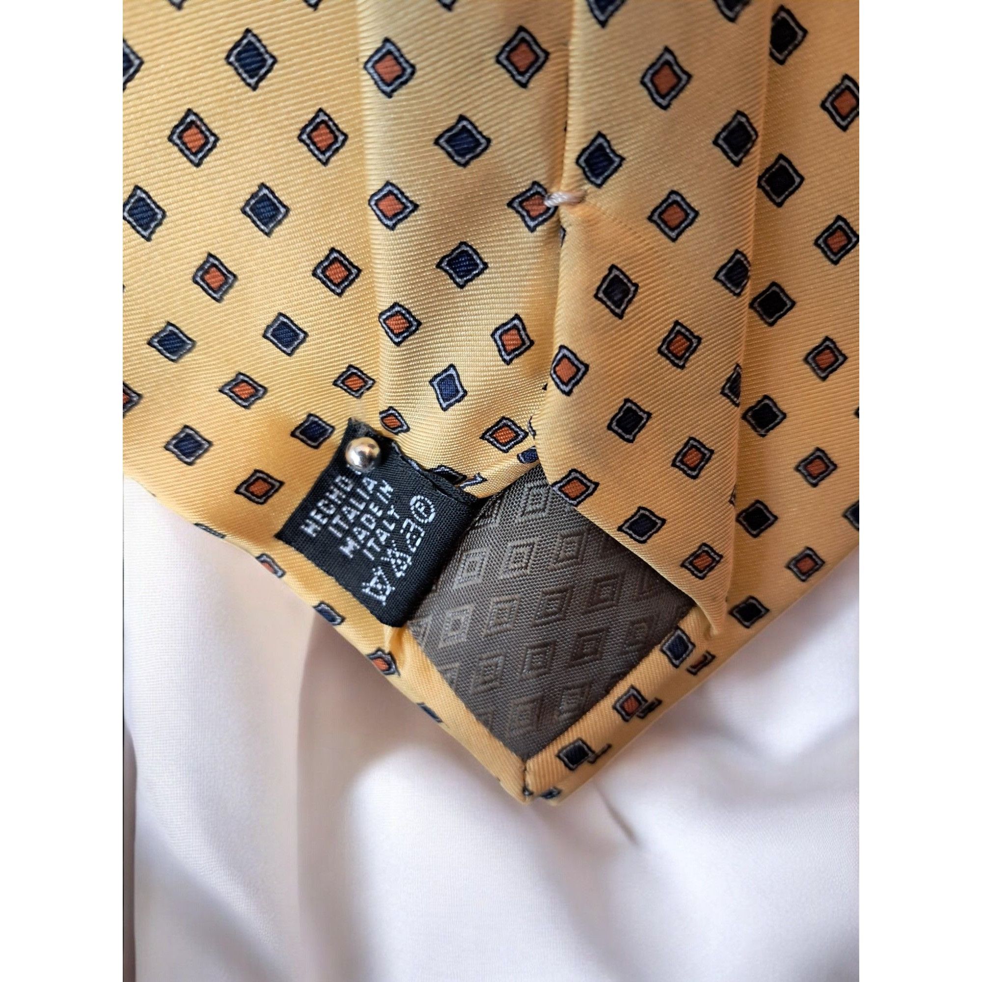 Vintage Antiche Seterie Fiorentine Luxury 100% Silk Tie - Yellow wit Size ONE SIZE - 11 Thumbnail