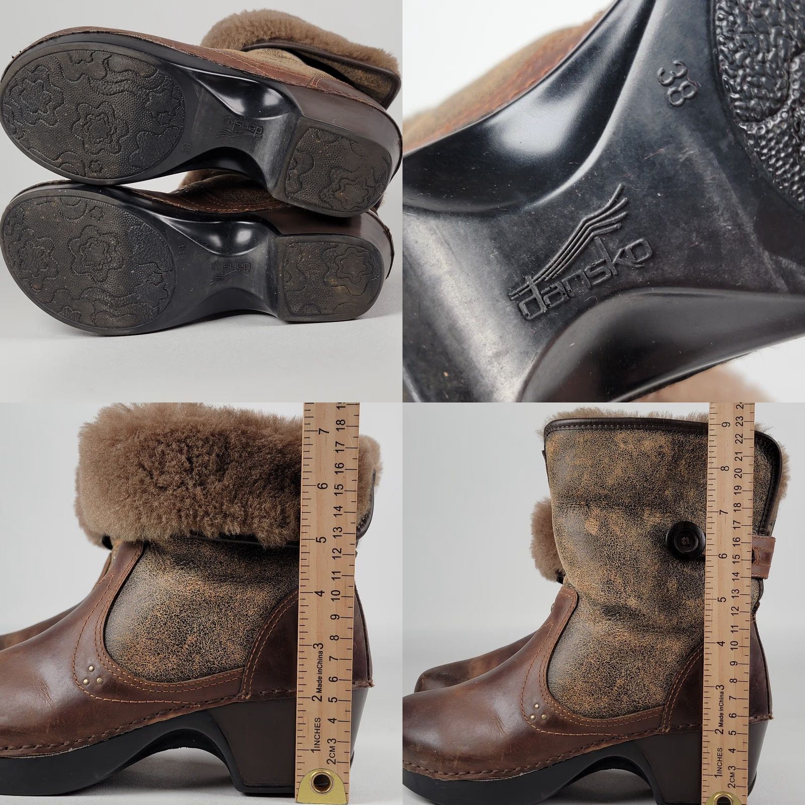 Dansko Dansko Stormy Brown Leather & Suede Shearling-Lined Roll Down Ankle Boots SZ 38 Size US 7 / IT 37 - 8 Thumbnail