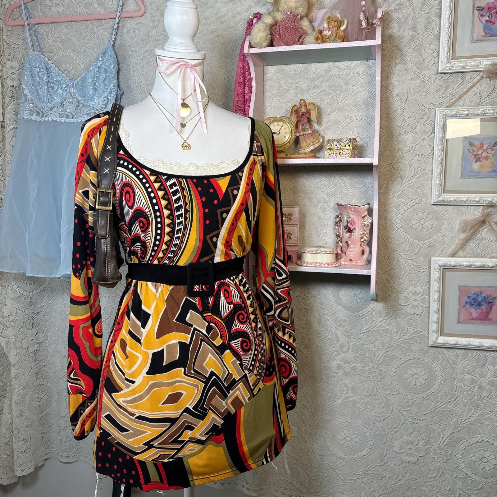 Other y2k orange tie back office siren blouse Size ONE SIZE - 1 Thumbnail