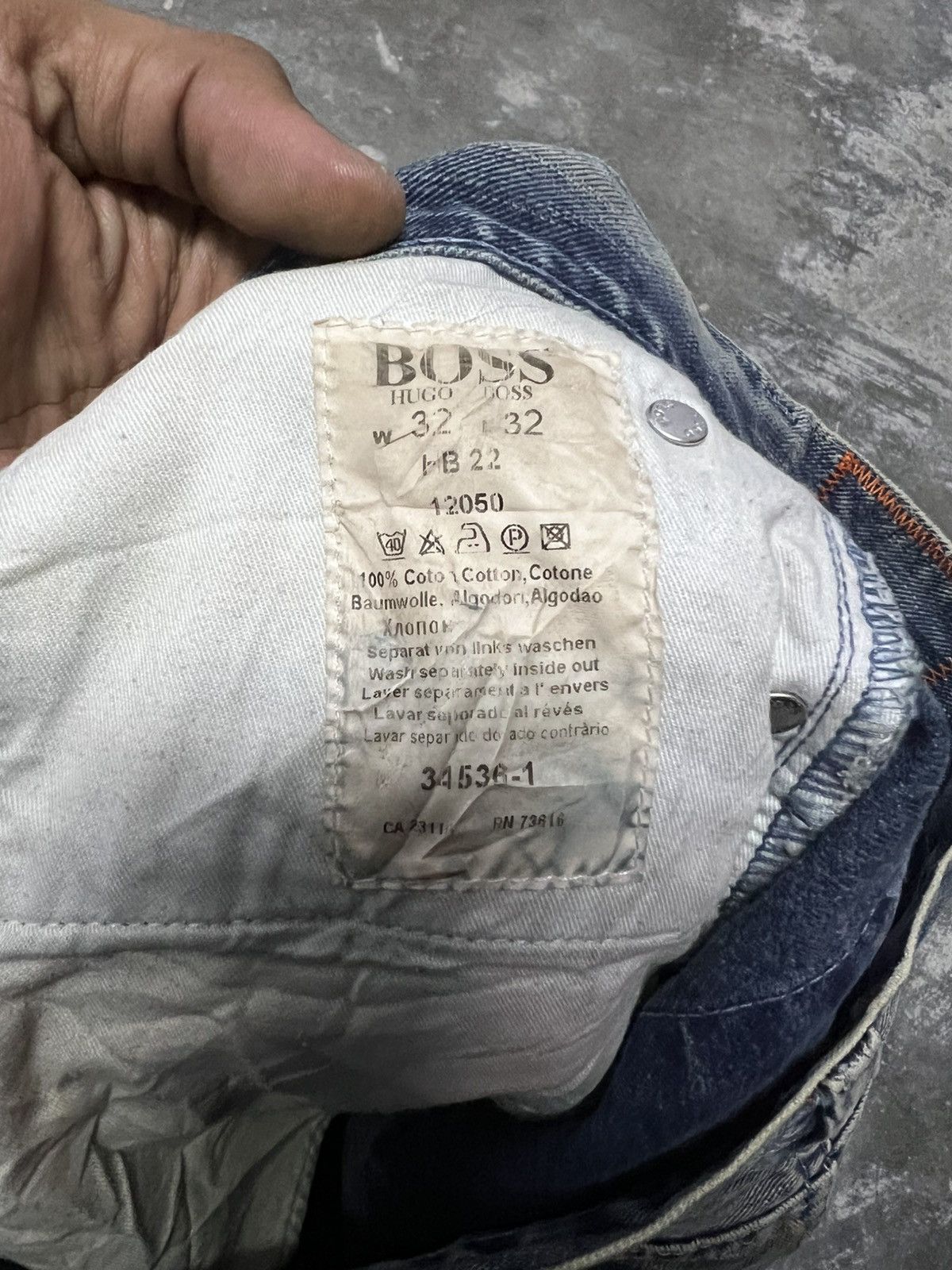 Hugo Boss × Jean FLARED‼️FADED HUGO BOS DISTRESSED DENIM PANT Size US 30 / EU 46 - 8 Thumbnail