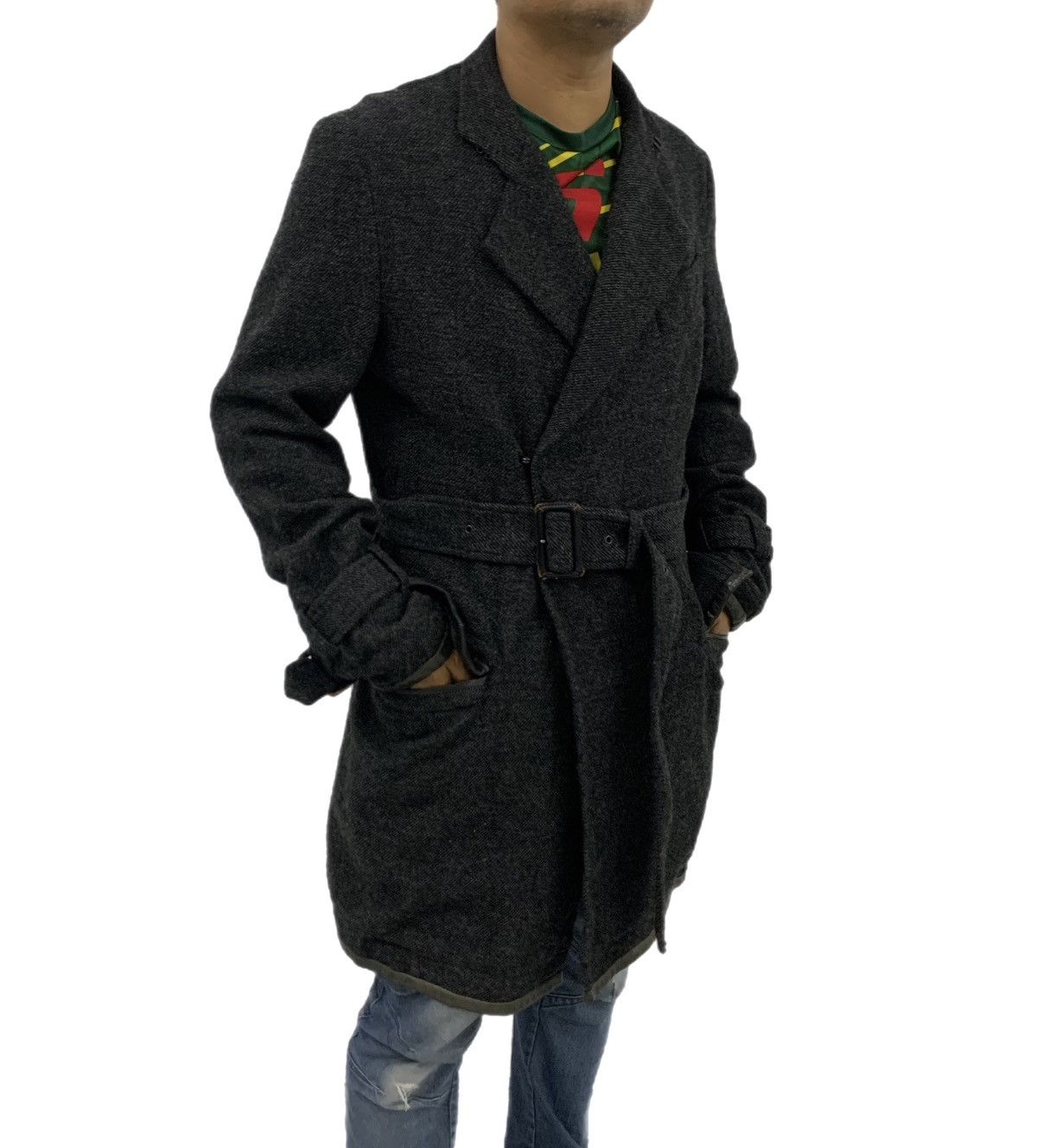 Yohji Yamamoto Vintage Y's by Yohji Yamamoto Gabardine Belted Wool Coat Size US M / EU 48-50 / 2 - 2 Thumbnail