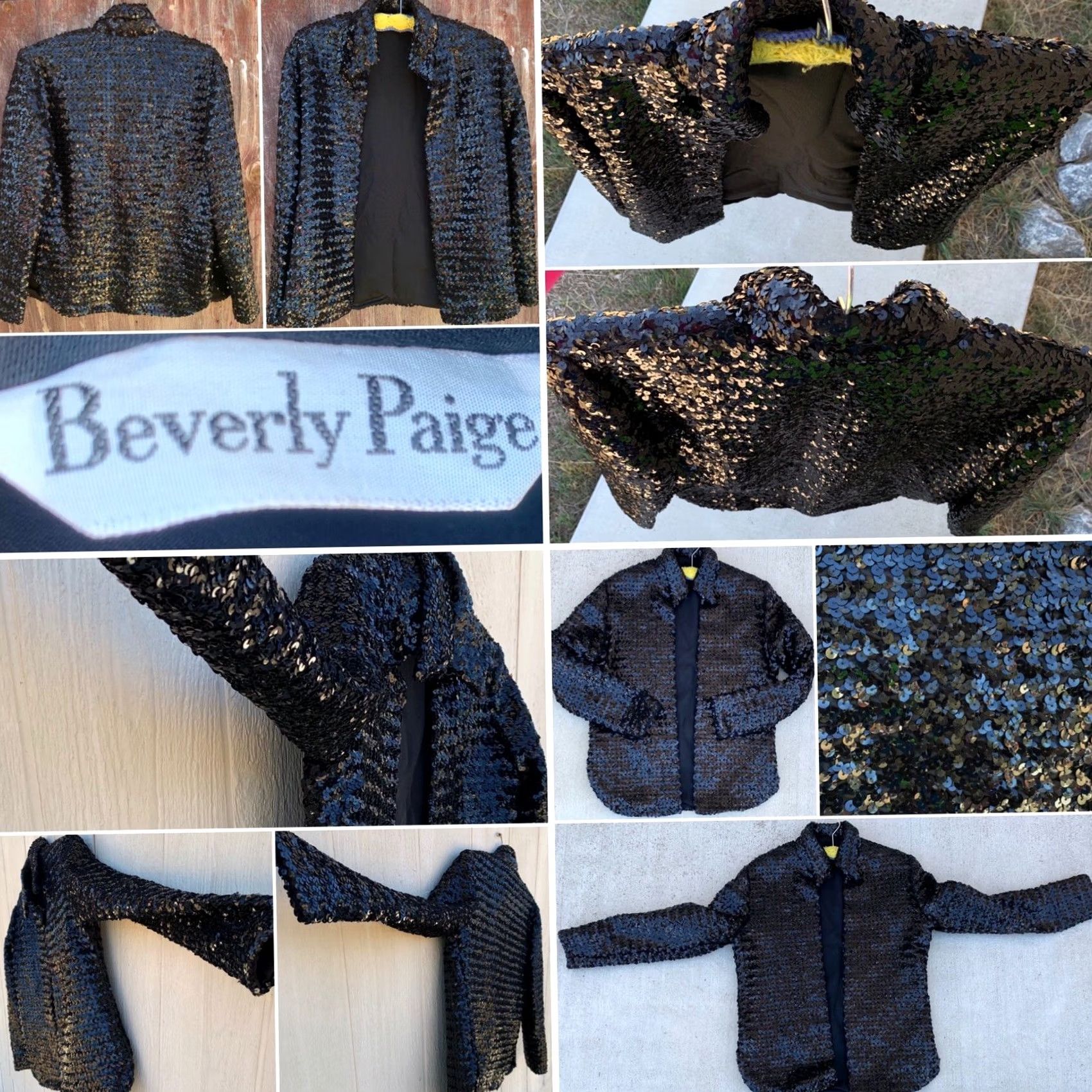 Paige VINTAGE Unionmade Beverly Paige sequin jacket open front shirt style 1960s Mod GoGo Black XS? No, Size 10 Mens Girls Womens Size L / US 10 / IT 46 - 5 Thumbnail