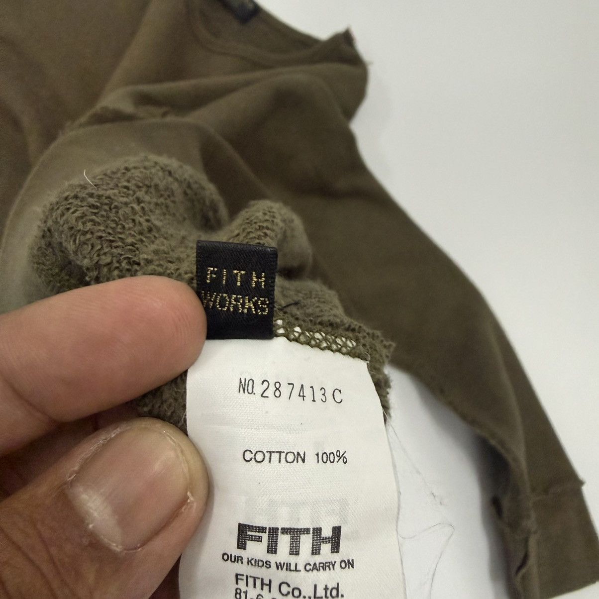 Japanese Brand ⚡️FITH WORKS Olive Raw Edge Sweat Japanese American Military Size US XS / EU 42 / 0 - 10 Thumbnail