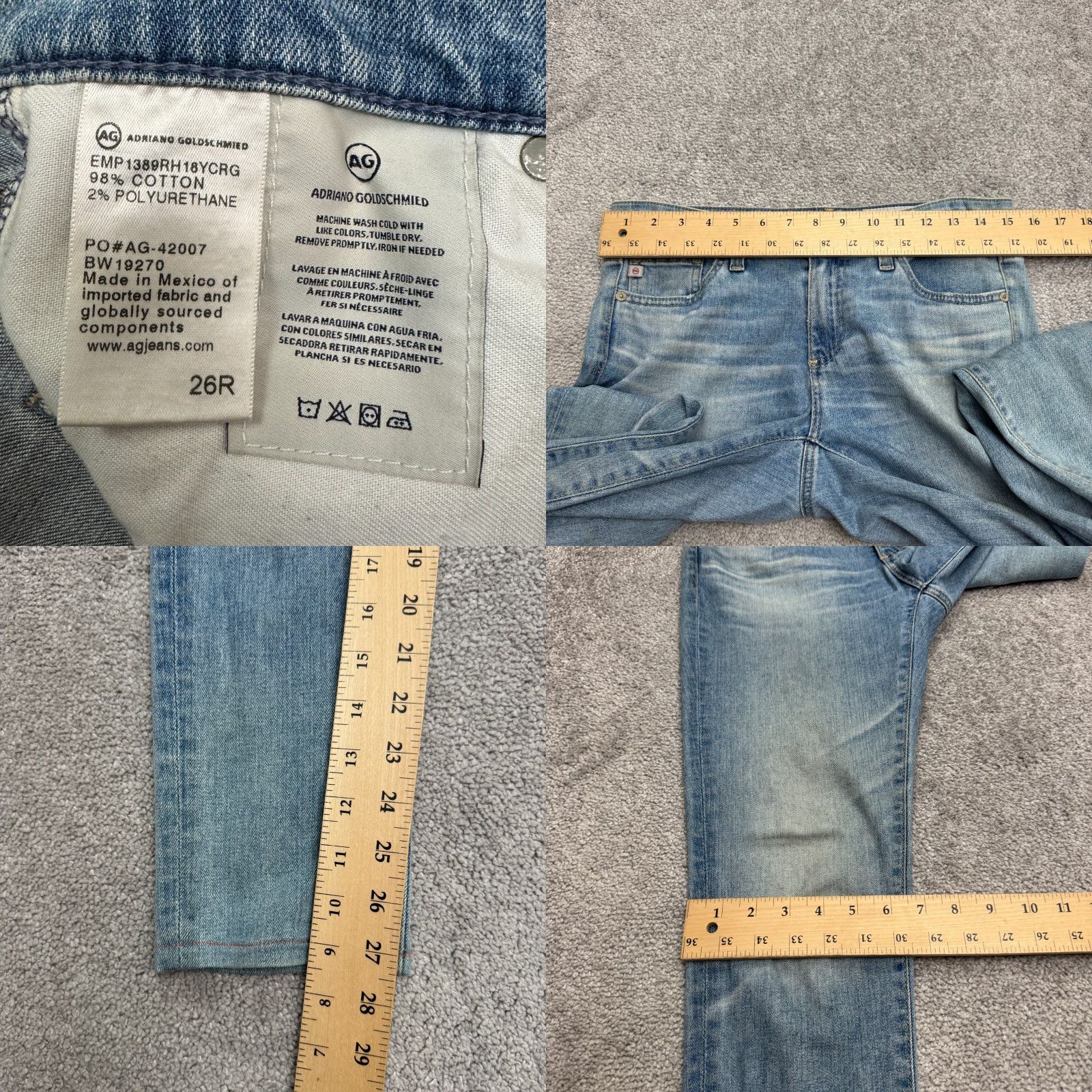 Denime AG Adriano Goldschmied Jeans Legging Super Skinny Women 26R Blue Denim 5-Pocket Stretch Jeans Size 26" / US 2 / IT 38 - 9 Thumbnail