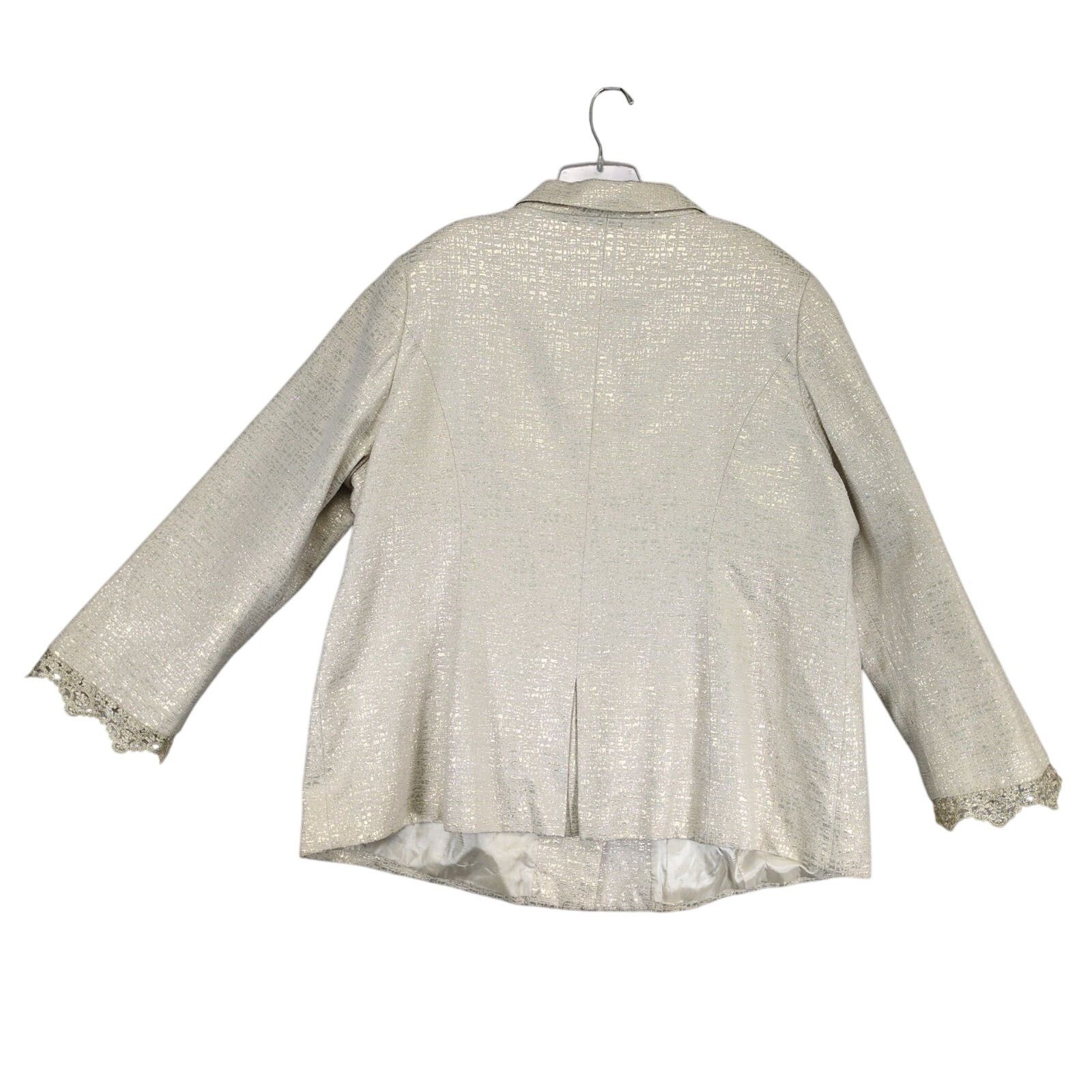 Vintage Donna Vinci Couture Women's 24 Gold Metallic Blazer Jacket Size 4XL / US 24-26 - 3 Thumbnail