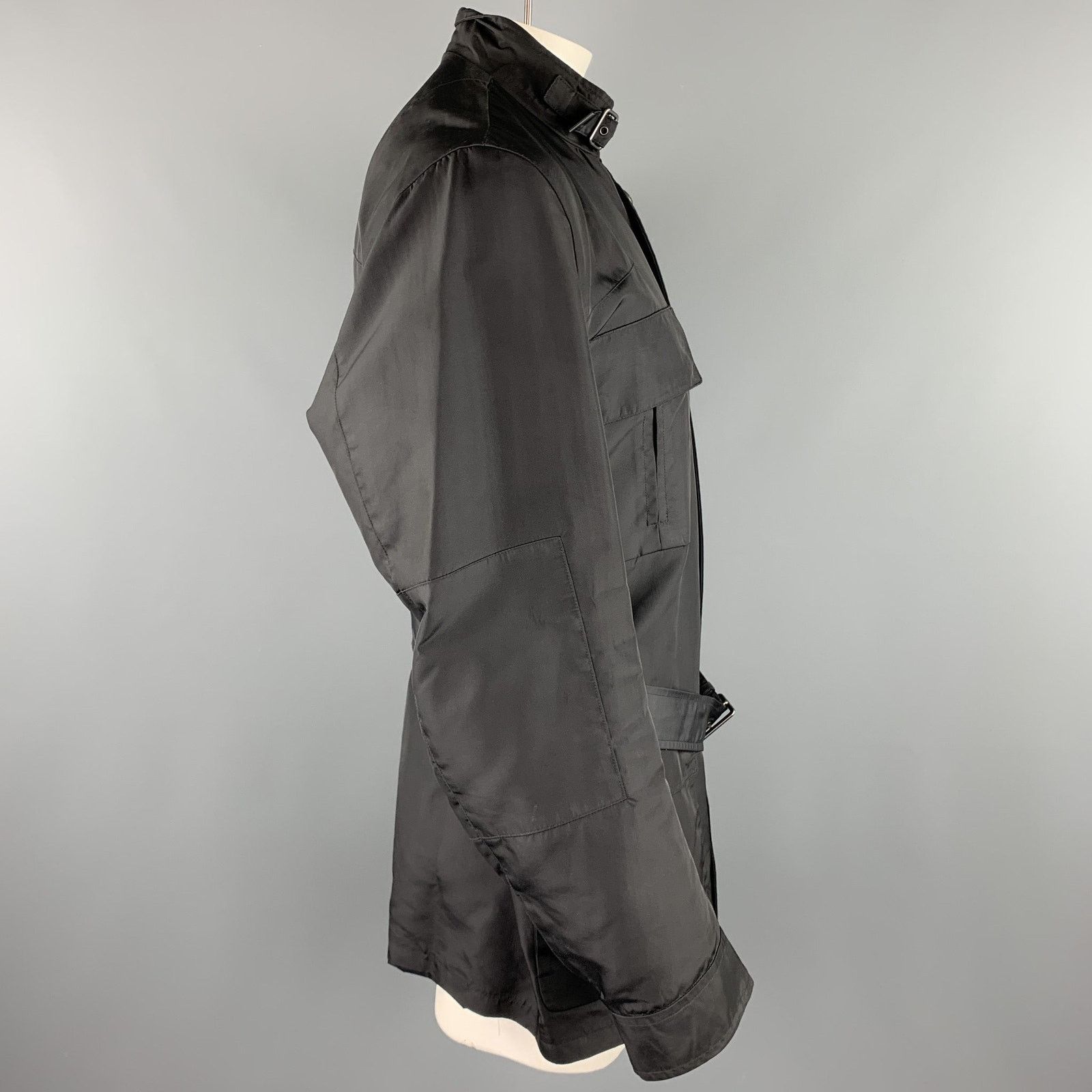 Jil Sander Size 44 Black Poliammide Zip & Snaps Belted Jacket Size US XL / EU 56 / 4 - 3 Thumbnail
