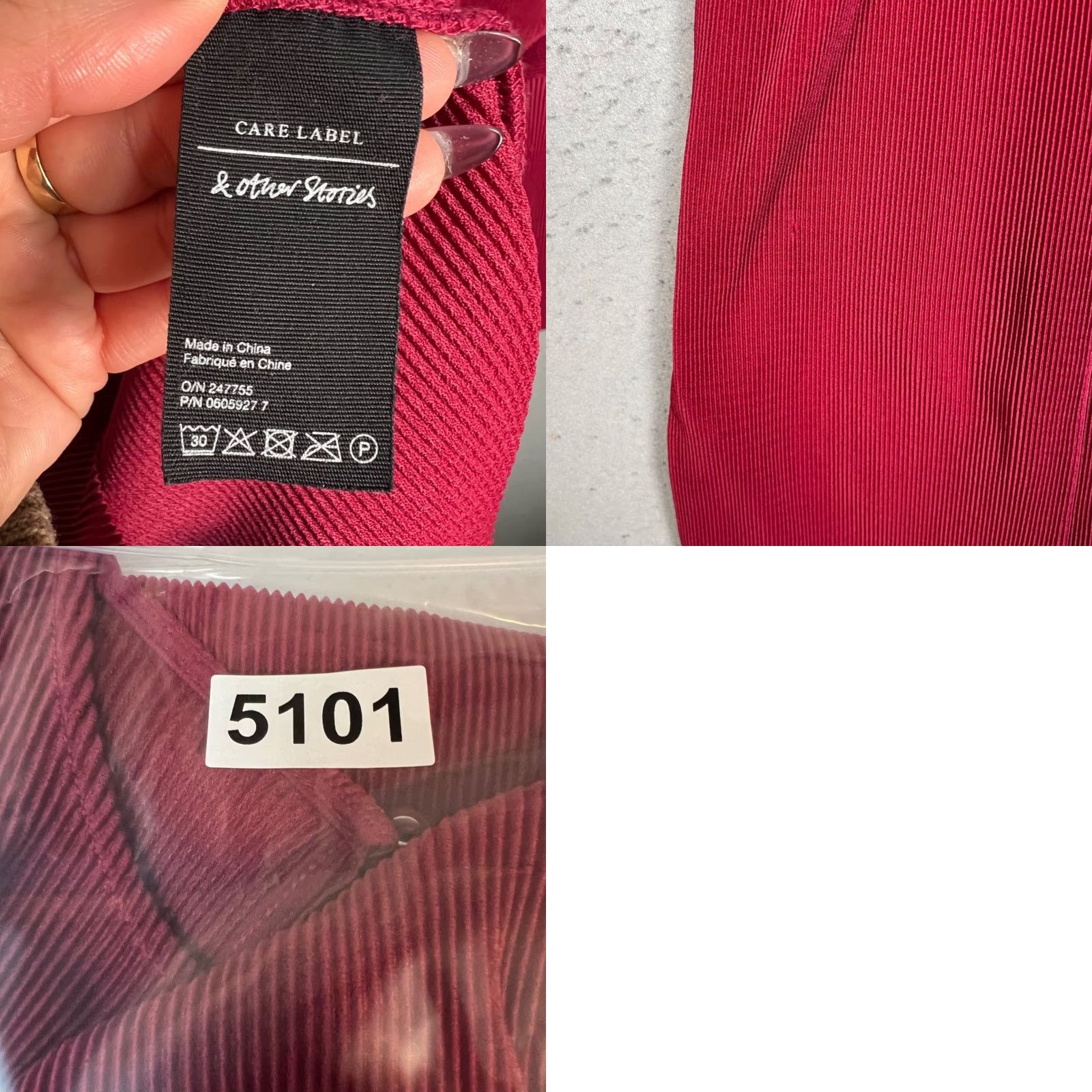 & Other Stories & Other Stories Stockholm Atelier Womens Red Midi Dress Ribbed Long Sleeve 2 A-Line Womens 90s Fashion? Size XS / US 0-2 / IT 36-38 - 8 Thumbnail