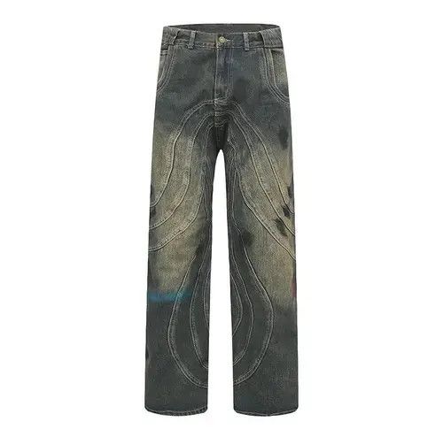 Jean × Vintage Y2K Dirty Grunge Hip Hop Baggy Jeans Size US 34 / EU 50 - 4 Thumbnail