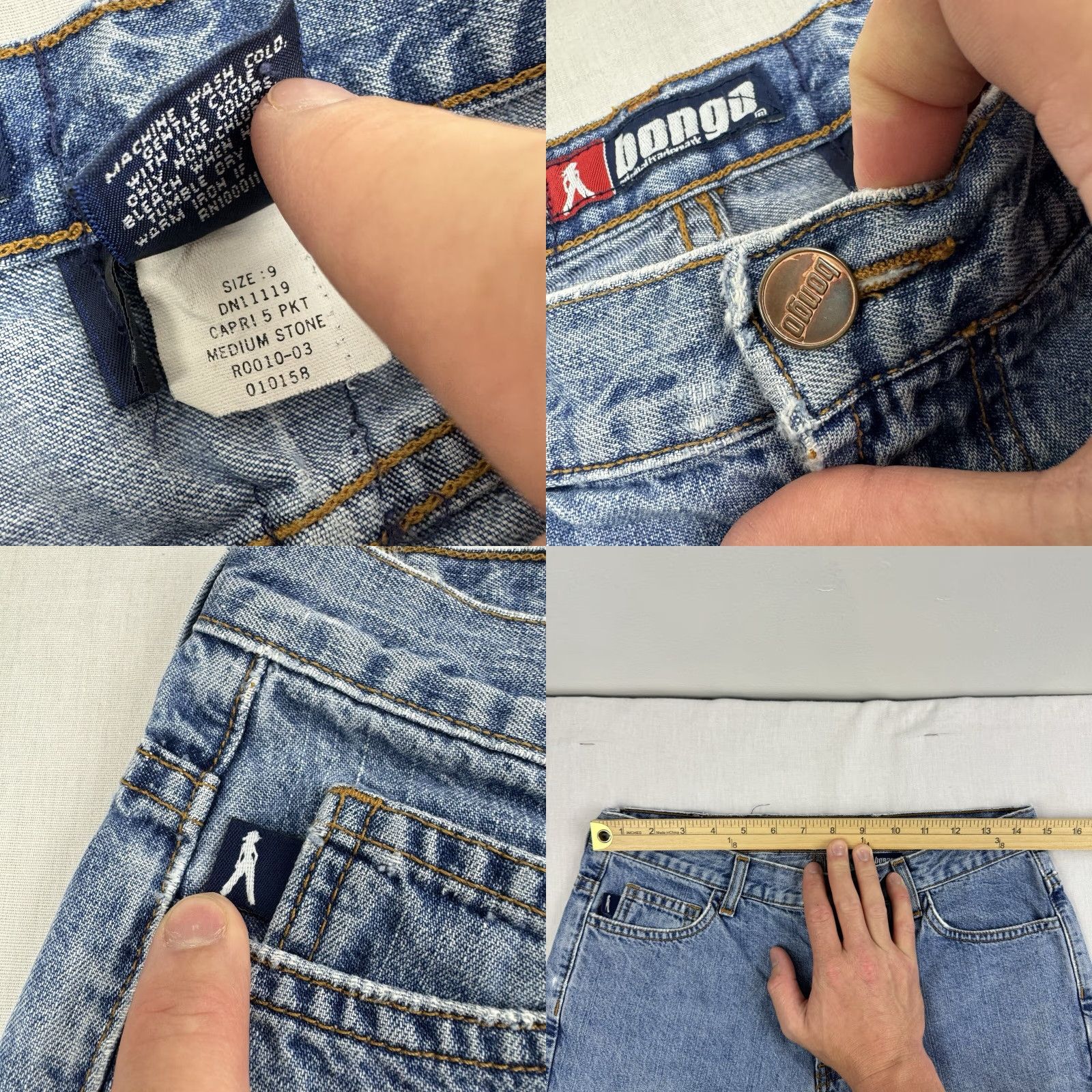Vintage Vintage Bongo Capri Jeans Womens 9 Blue Y2K Hipster Punk Skater 90s USA Made Size 30" / US 8 / IT 44 - 8 Thumbnail