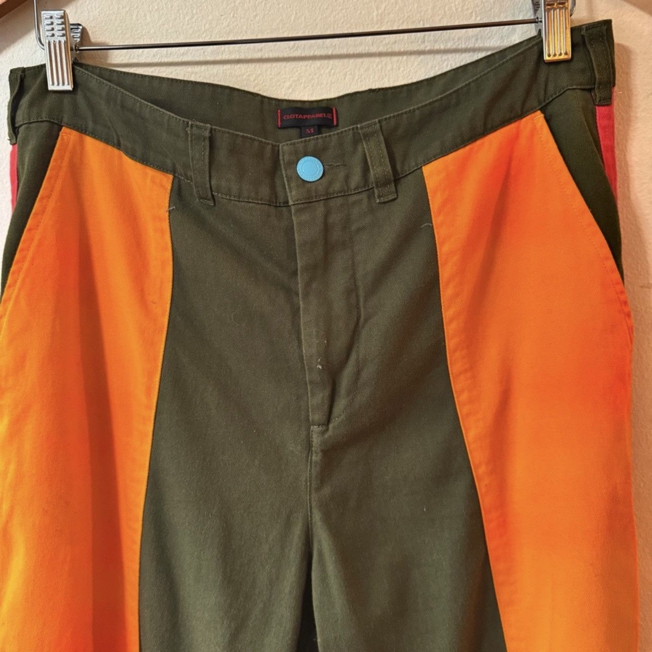CLOT Clot Cropped Chino, Green with Pink & Orange Panels 34x27 Size US 34 / EU 50 - 3 Thumbnail