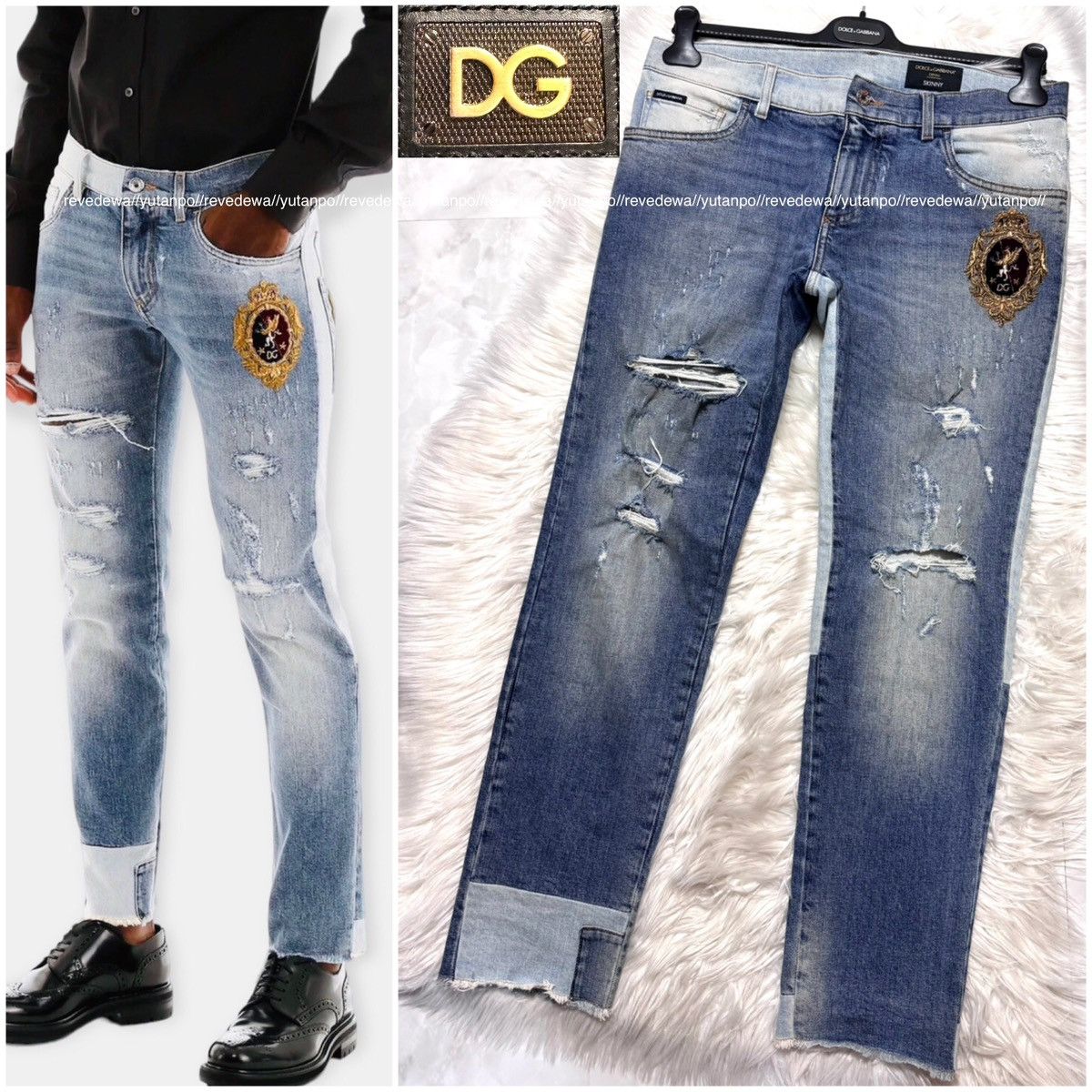 Dolce & Gabbana Dolce & Gabbana antique mirror patchwork denim pants jeans Size US 42 / EU 58 - 1 Thumbnail