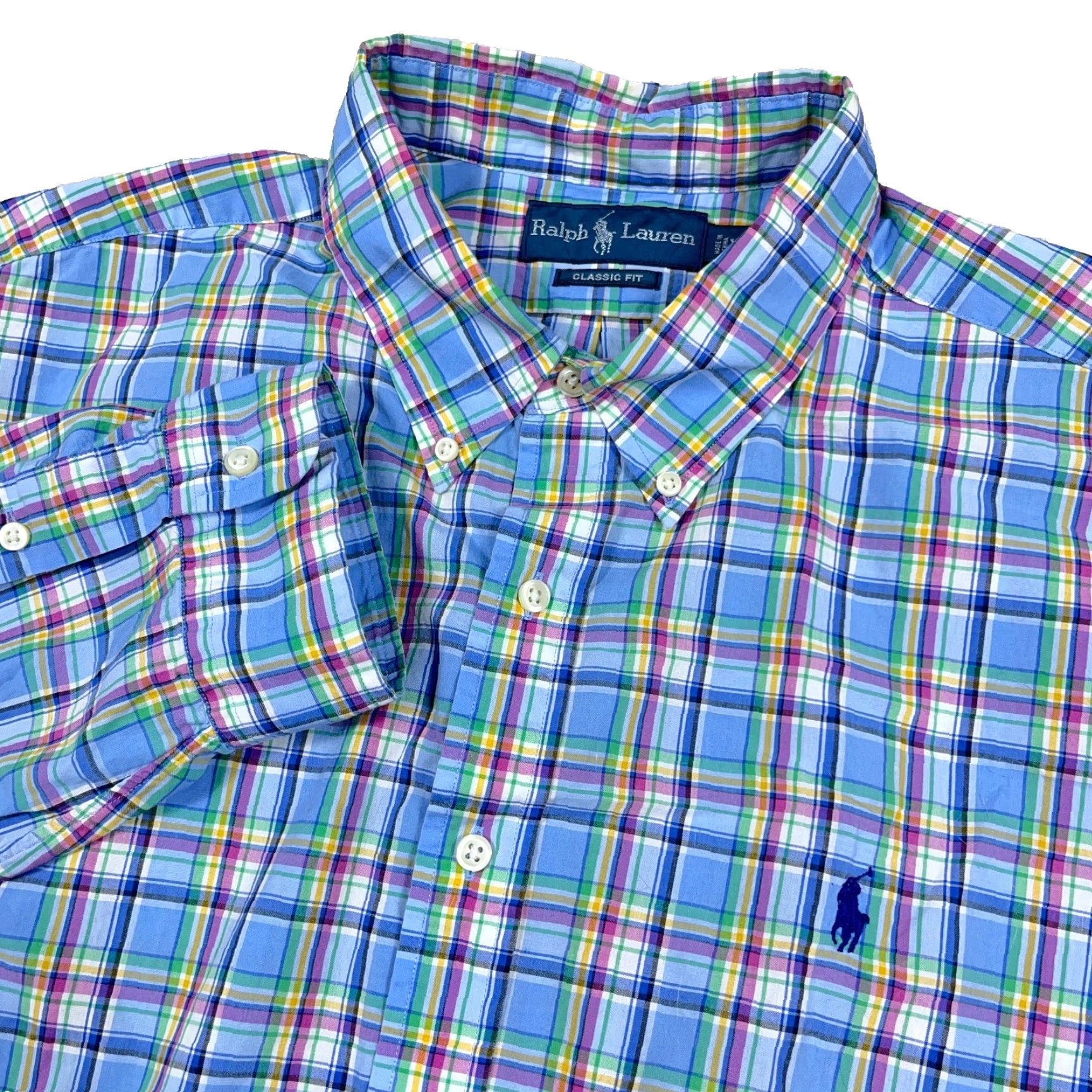 Polo Ralph Lauren Ralph Lauren Shirt Men XXL 2XL Blue Plaid Classic Fit Button Up Poplin Dress A93 Size 48R - 2 Thumbnail