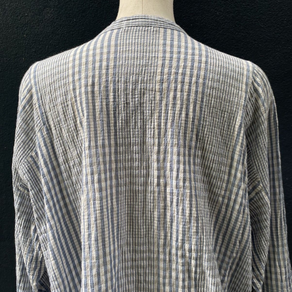 Issey Miyake Plantation Blue Striped Cotton Tunic Top Size M / US 6-8 / IT 42-44 - 9 Thumbnail