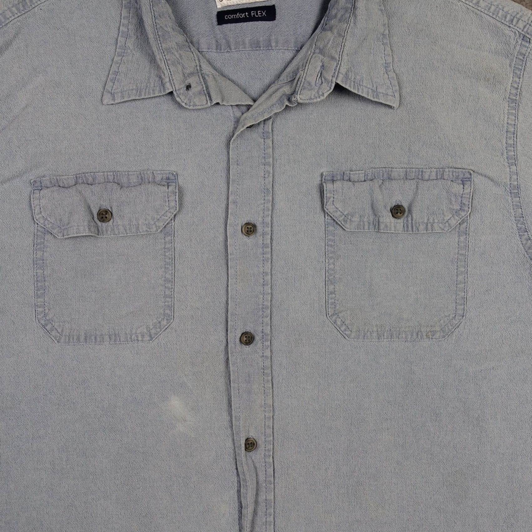 Wrangler VINTAGE Wrangler Shirt Mens XL Comfort Flex Denim Short Sleeve Button Up Pockets Size US XL / EU 56 / 4 - 3 Thumbnail