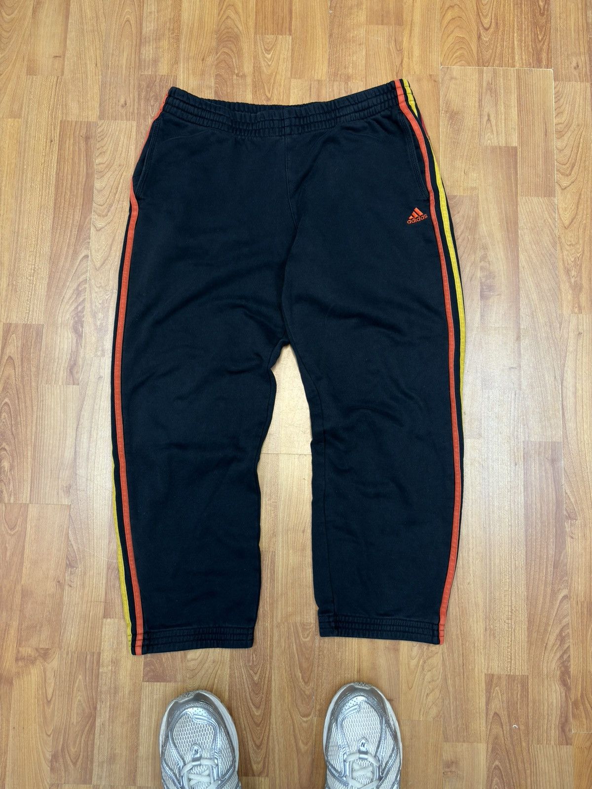 Adidas × Vintage Crazy Vintage Y2K/2000s Black Adidas Embroidered Sweatpants! Size US 34 / EU 50 - 1 Thumbnail