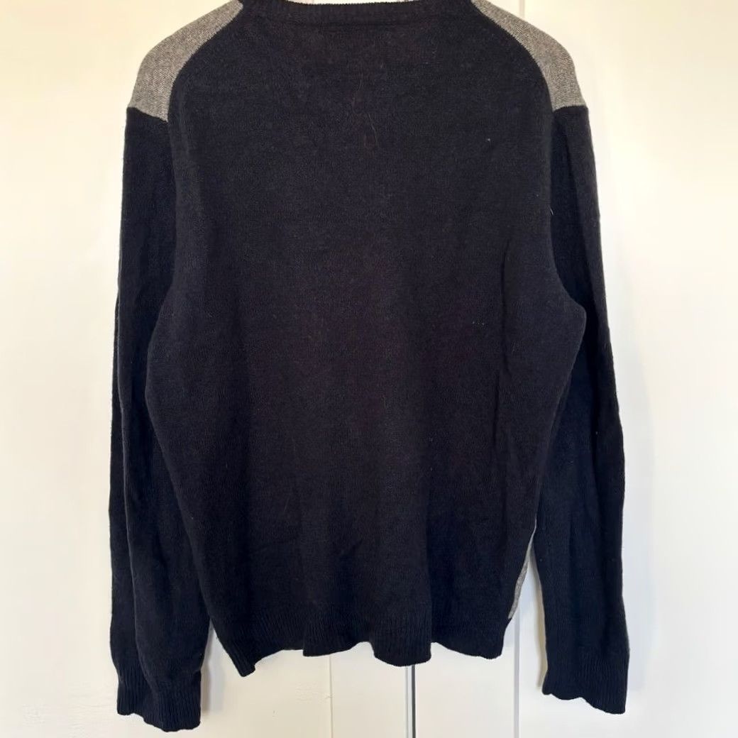 Express EXPRESS 100% Lambs Wool Argyle Crewneck Sweater Men's Large Navy Blue Gray Size US L / EU 52-54 / 3 - 3 Thumbnail