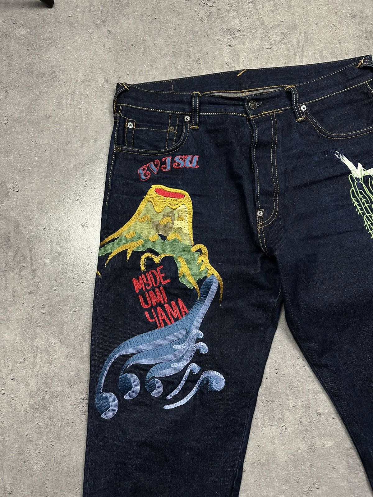 Evisu × Vintage Evisu blue navy half myde umi yama hawai vulcan Size US 36 / EU 52 - 2 Thumbnail