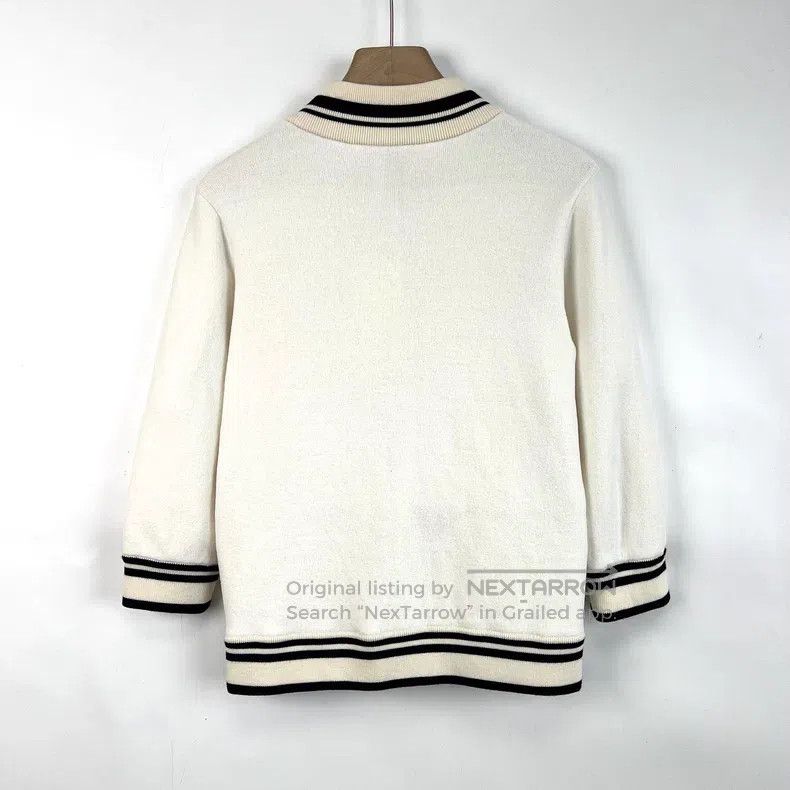 Louis Vuitton Louis Vuitton Off-white three-quarter sleeve zippered stri Size US M / EU 48-50 / 2 - 2 Thumbnail