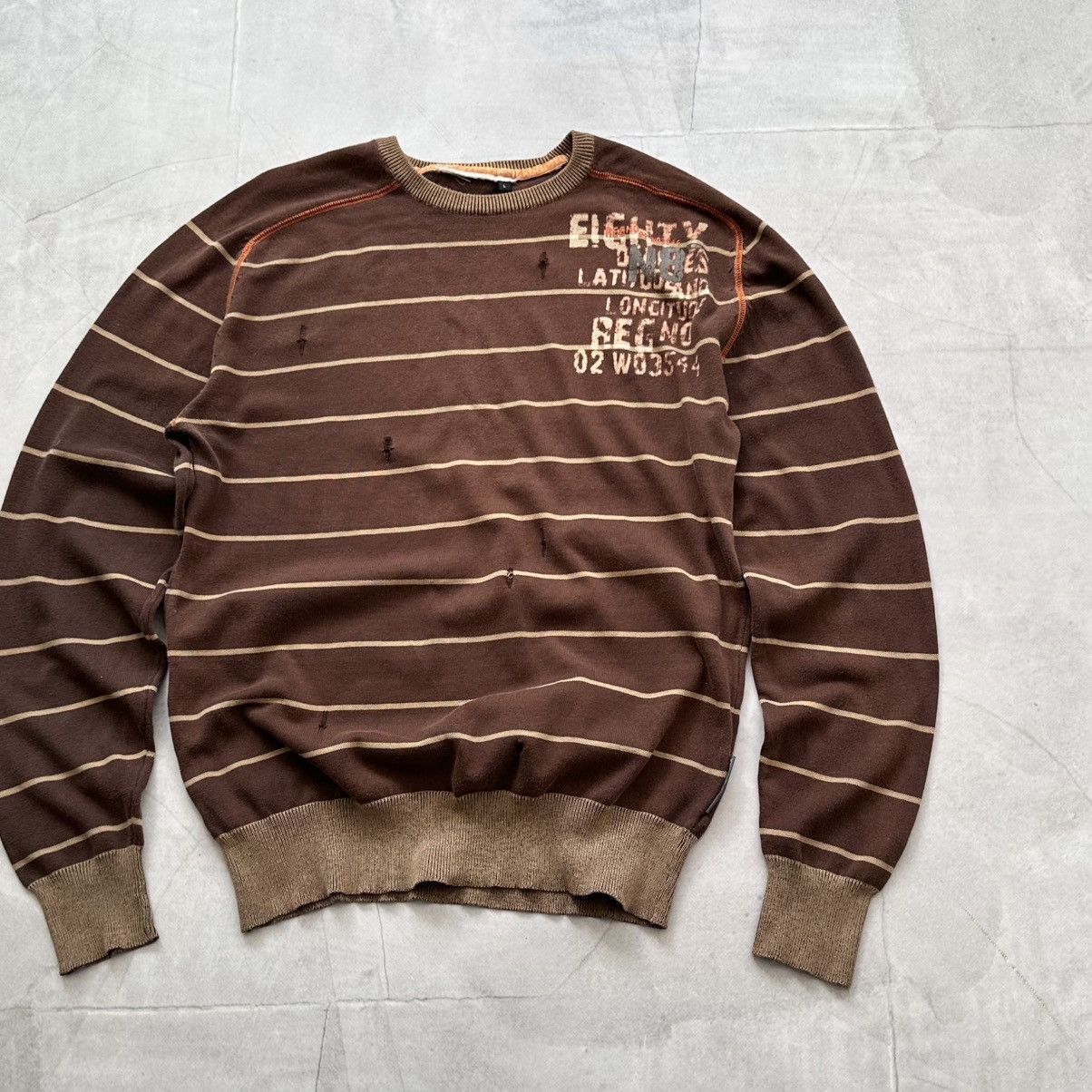 Hysteric Glamour Striped Poem Knit Sweater Faded In The Attic Diesel Vibe Size US L / EU 52-54 / 3 - 2 Thumbnail