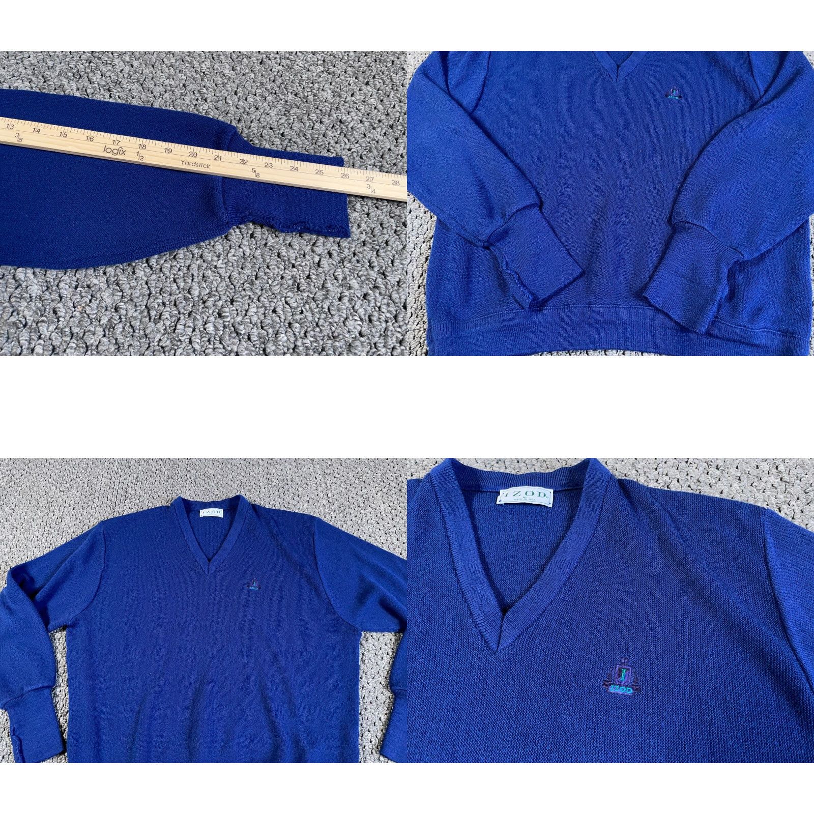 Izod VTG 80s IZOD V-Neck Sweater Adult XL Blue Lightweight Knit USA Made Preppy Size US XL / EU 56 / 4 - 8 Thumbnail