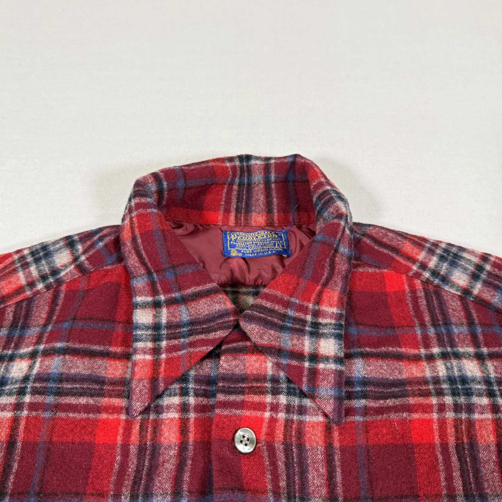 Pendleton VINTAGE Pendleton Shirt Mens L Red Plaid Wool Flannel Button-Up Long Sleeve Collared 70s Board Size US L / EU 52-54 / 3 - 3 Thumbnail