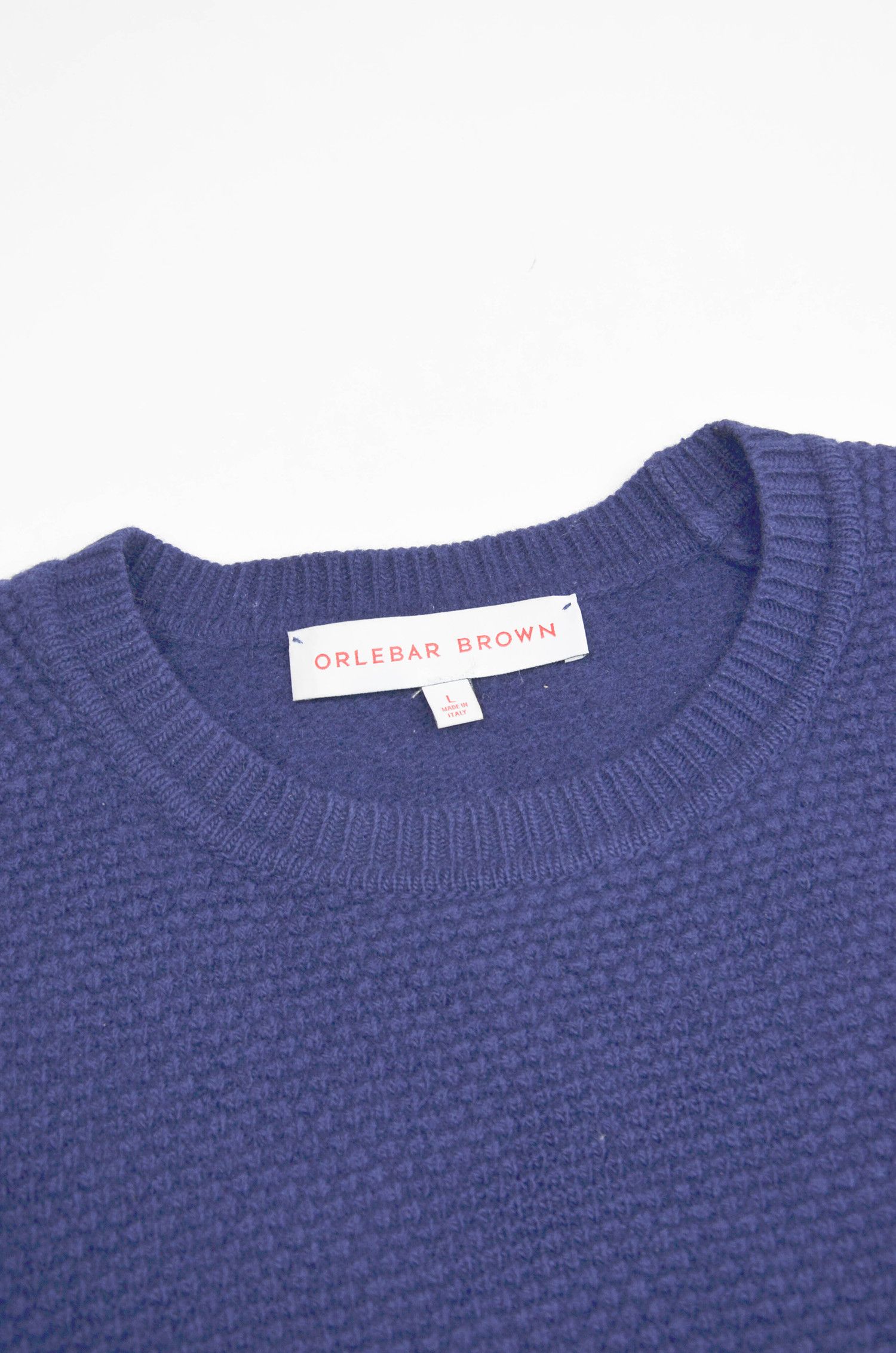 Orlebar Brown ORLEBAR BROWN Waffle Knit Lambswool Navy Sweater - L Size US M / EU 48-50 / 2 - 6 Thumbnail