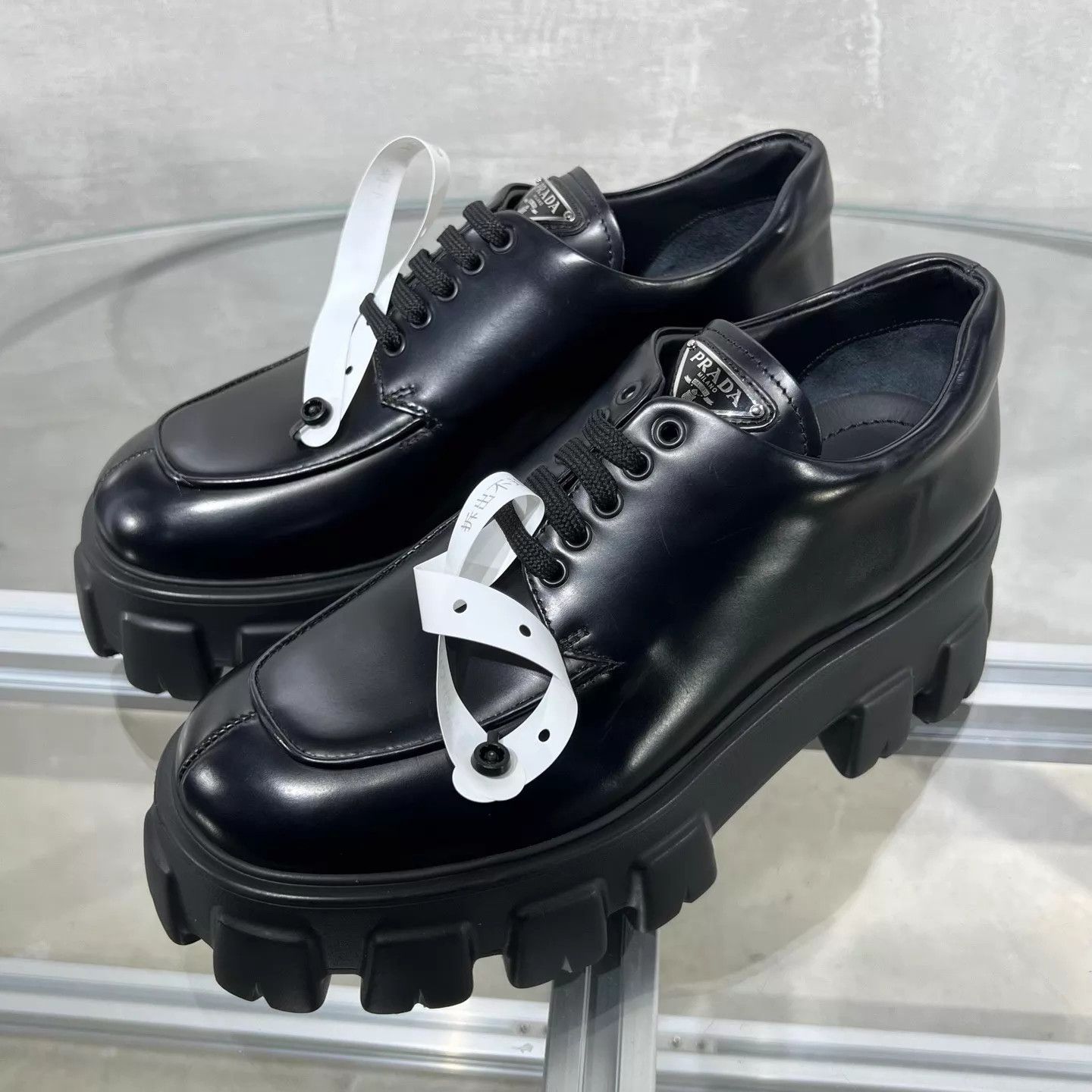 Prada Prada Triangle Logo Platform Loafer Black EUR 37 Size US 6.5 / IT 36.5 - 2 Thumbnail
