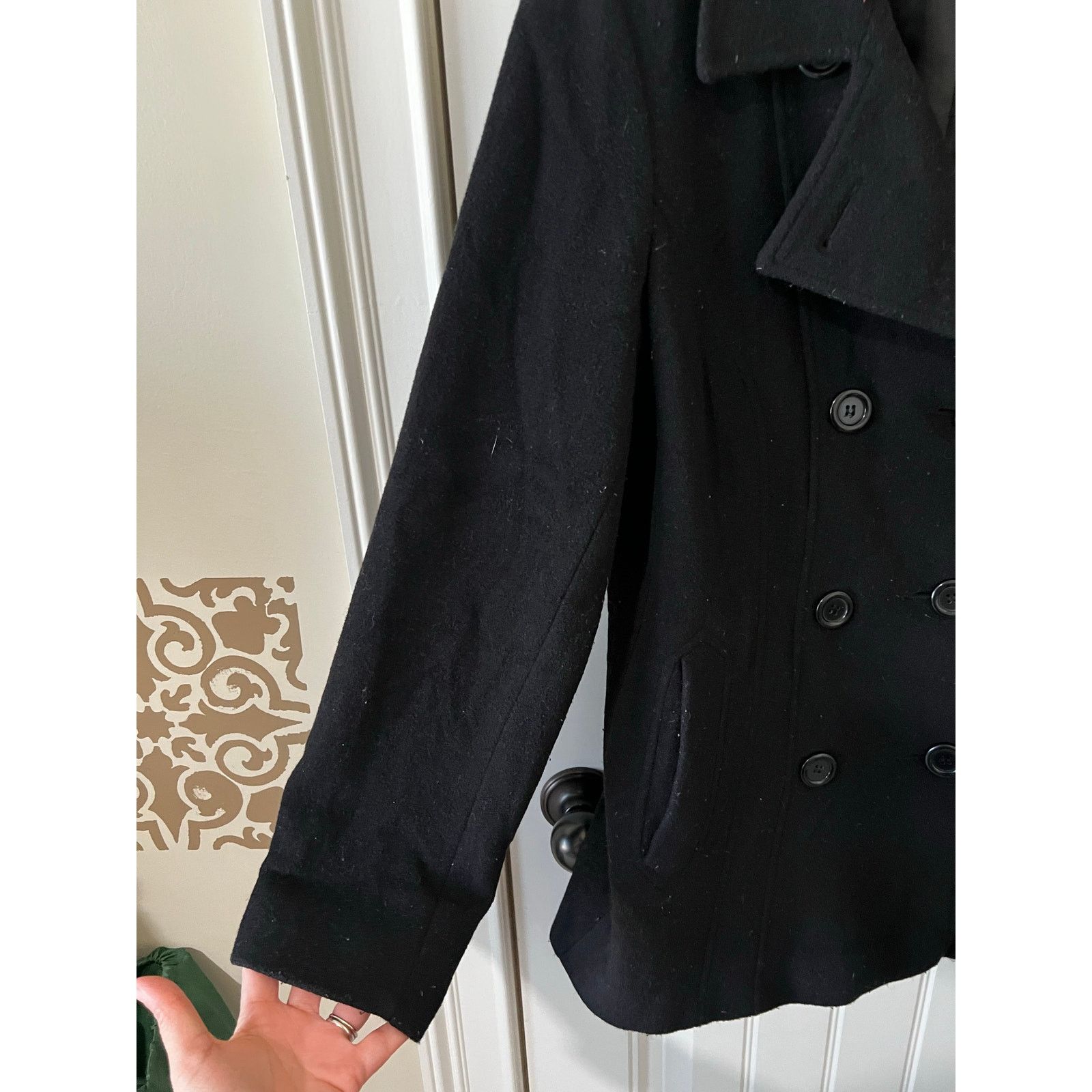 Anne Klein USED Classic Notched lapels Thick Double Breasted Coat Black Size M / US 6-8 / IT 42-44 - 2 Thumbnail