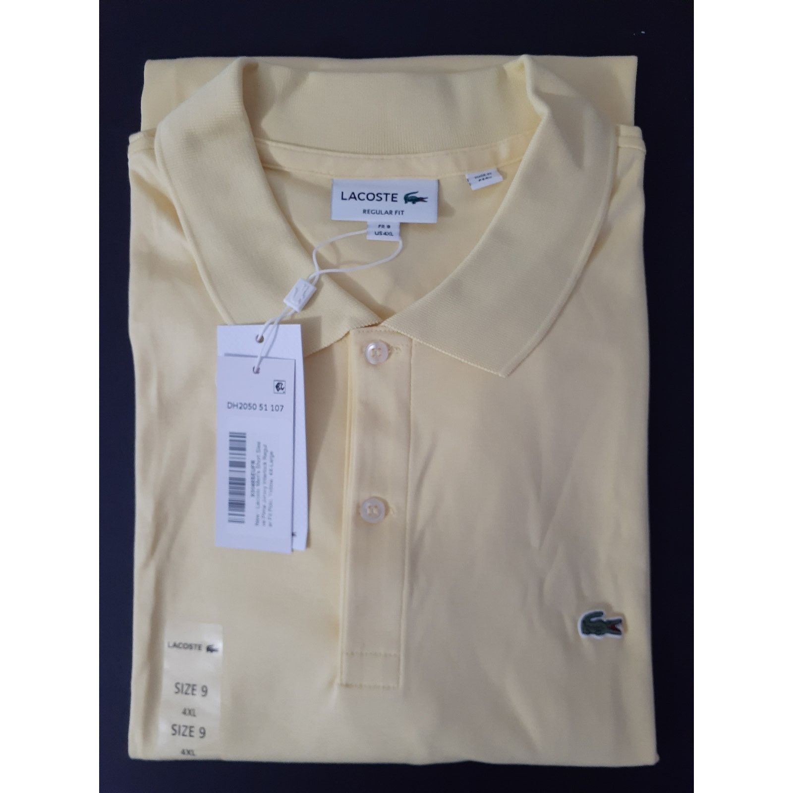 Lacoste Lacoste Mens Short Sleeve Pima Jersey Reg Polo Yellow 4XL Size US XXL / EU 58 / 5 - 2 Thumbnail