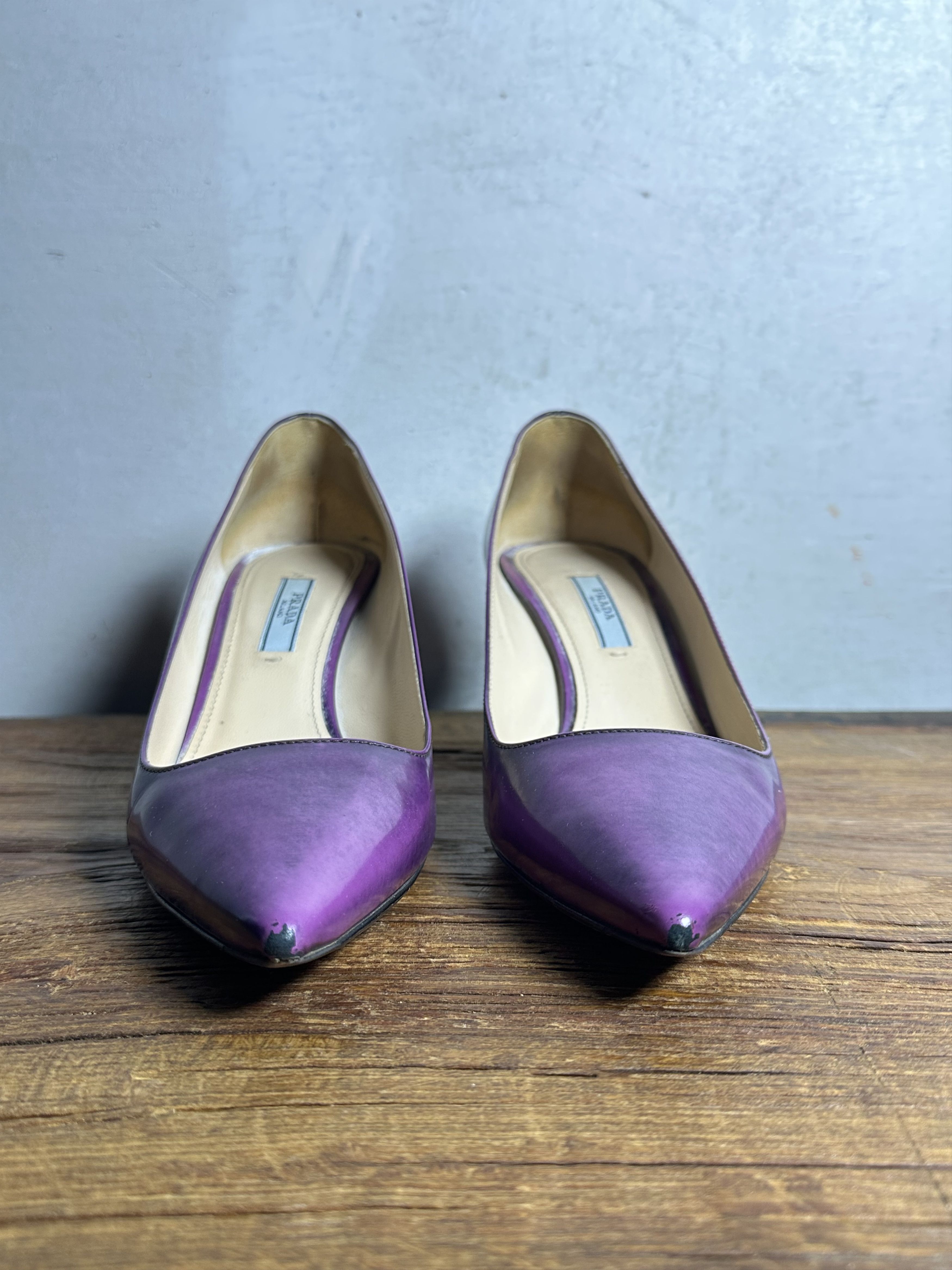 Prada Prada Kitten Heel Eggplant Patent Leather Shoes Size US 9 / IT 39 - 11 Thumbnail