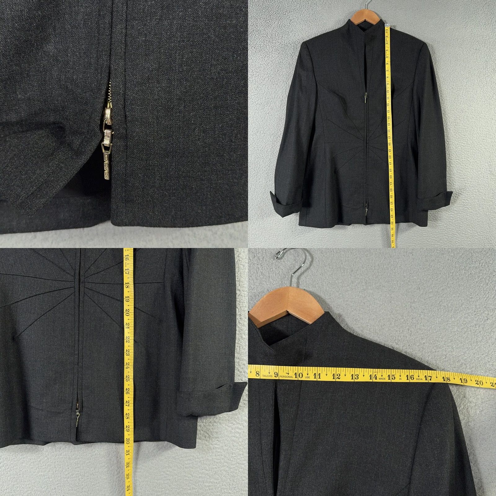Escada VINTAGE Escada Blazer Womens 10 Wool Structured Jacket Two Way Zip Long Sleeve Modern Size L / US 10 / IT 46 - 8 Thumbnail