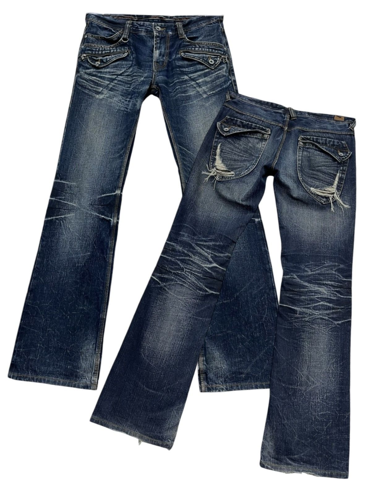 🔥NICOLE Punk Acid Wash Clawmark Whisker Minimalist FLARE